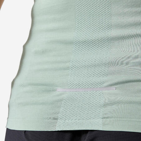 Футболка жіноча Run 500 для бігу безшовна хакі