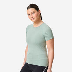 T-shirt running & trail sans couture femme, Kiprun run 500 confort kaki