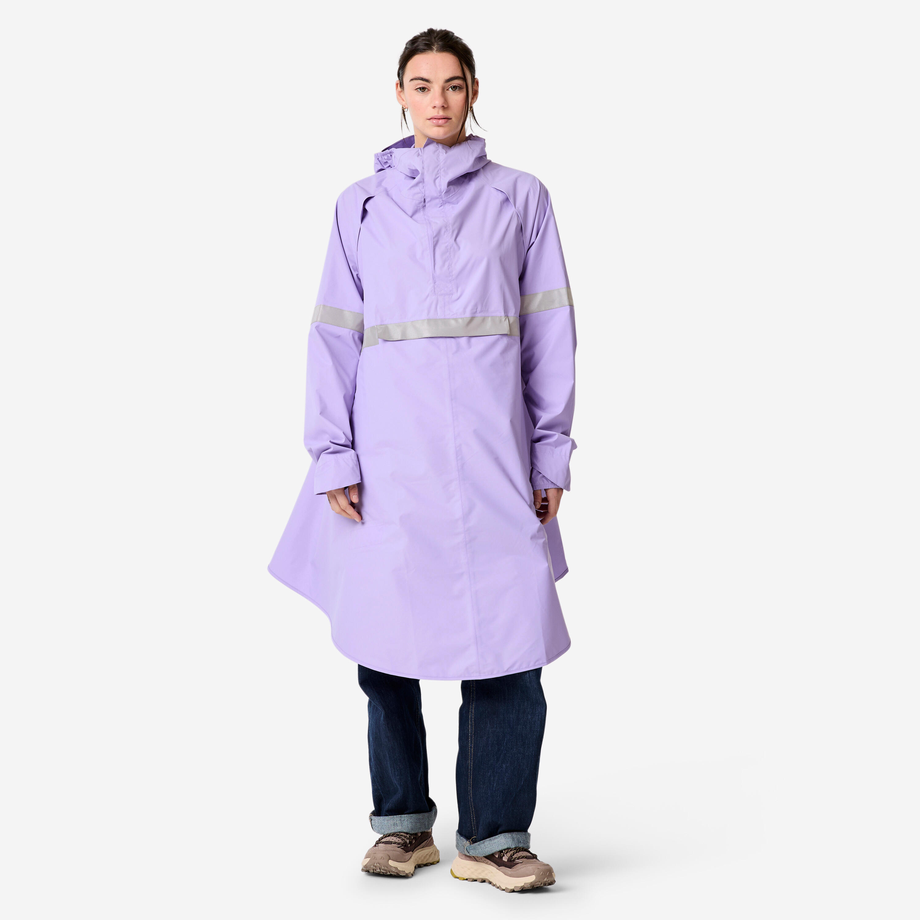 Poncho pluie vélo ville, visibilité de nuit, 540 mauve 4/13