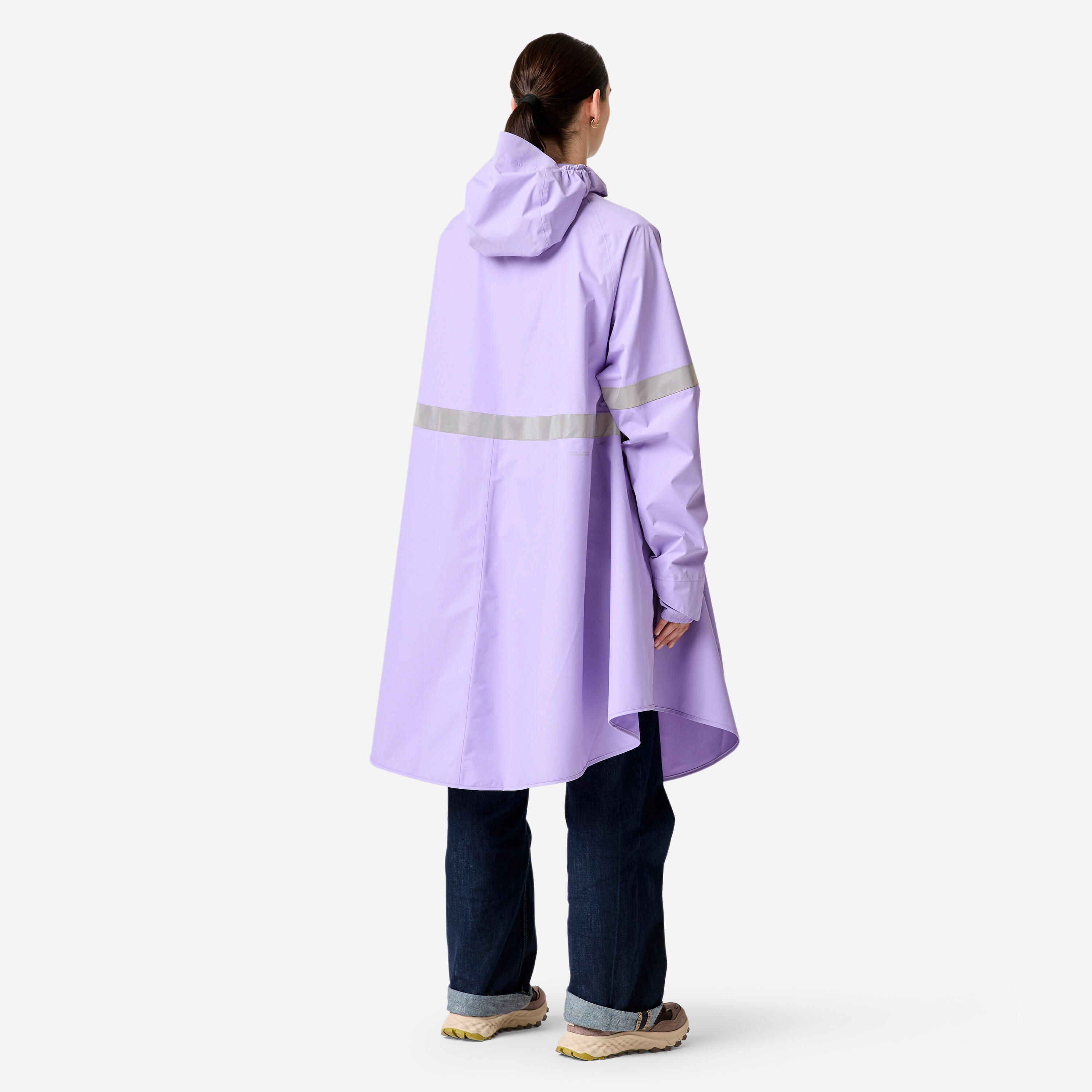 Poncho pluie vélo ville, visibilité de nuit, 540 mauve 6/13
