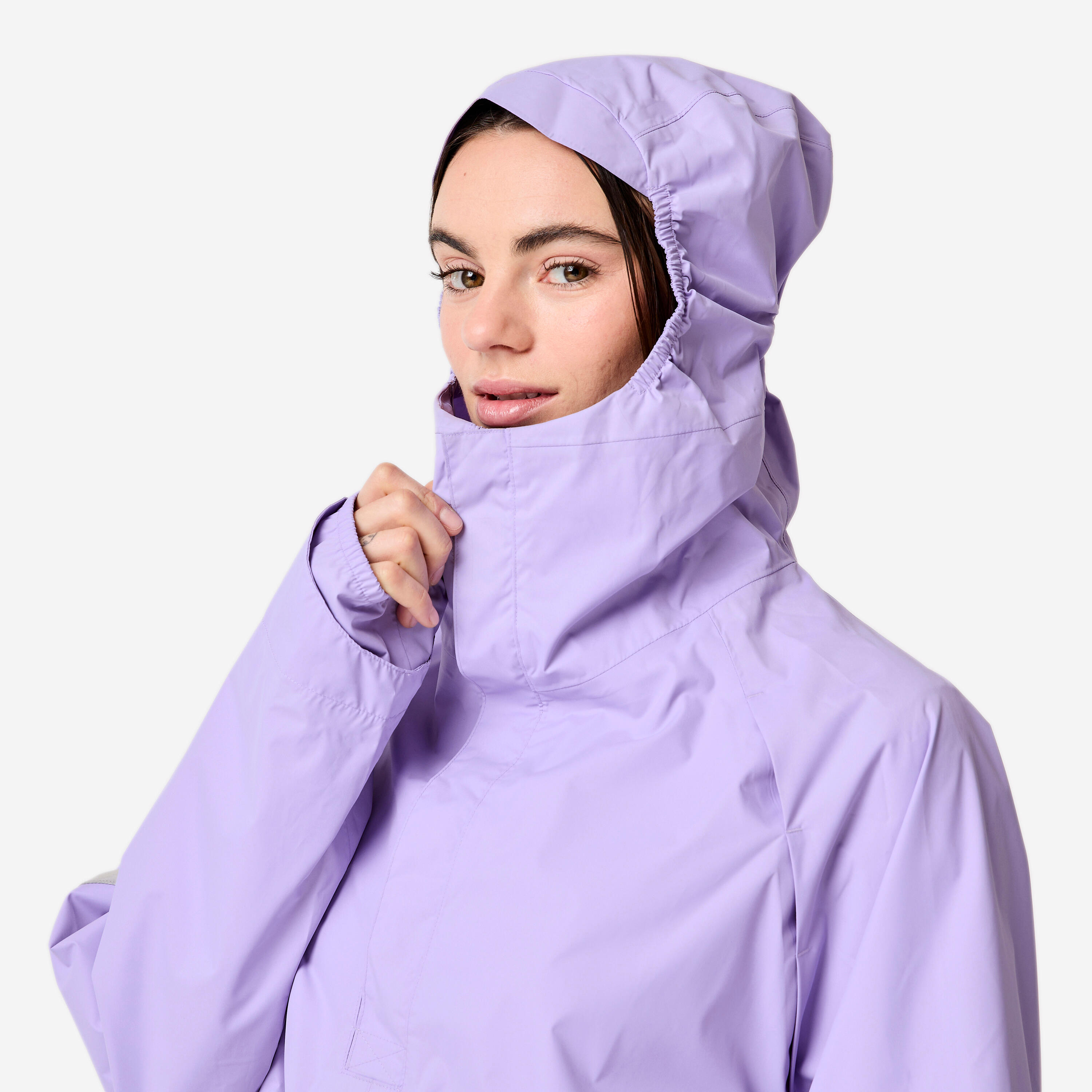 Poncho pluie vélo ville, visibilité de nuit, 540 mauve 7/13