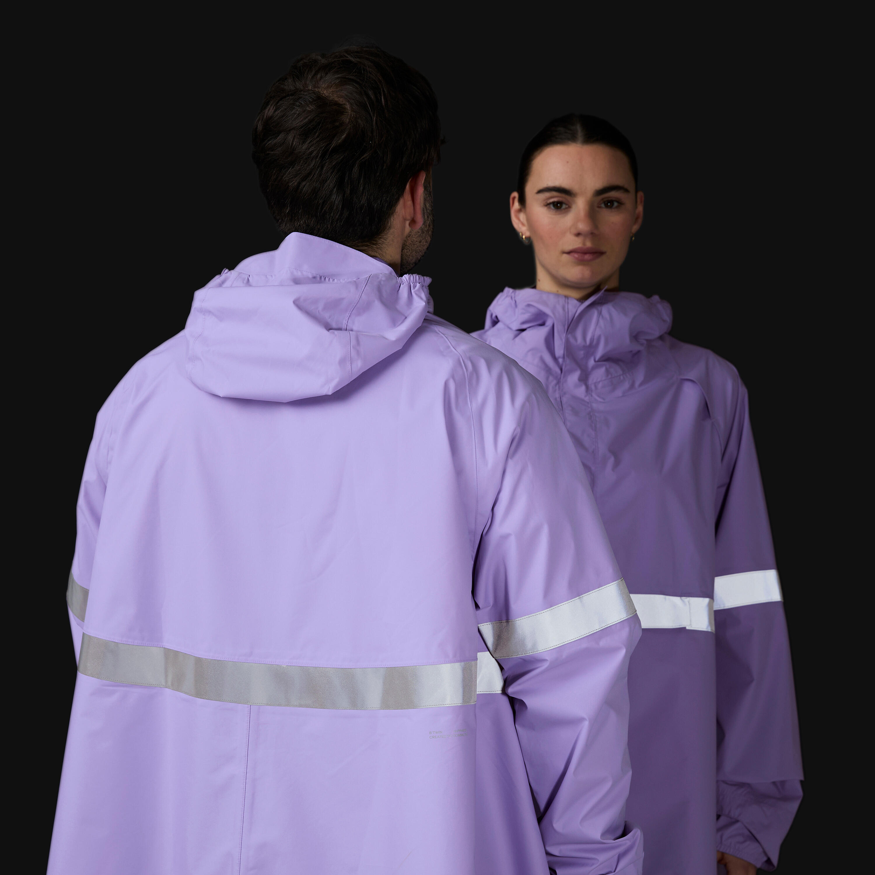 Poncho pluie vélo ville, visibilité de nuit, 540 mauve 11/13