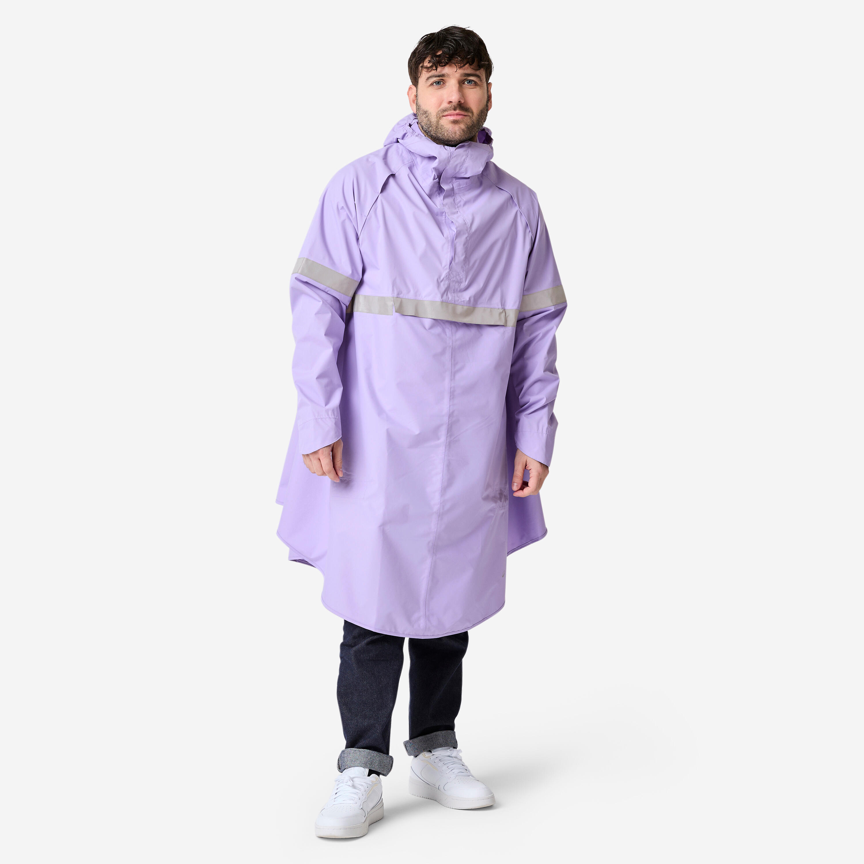 Poncho pluie vélo ville, visibilité de nuit, 540 mauve 5/13