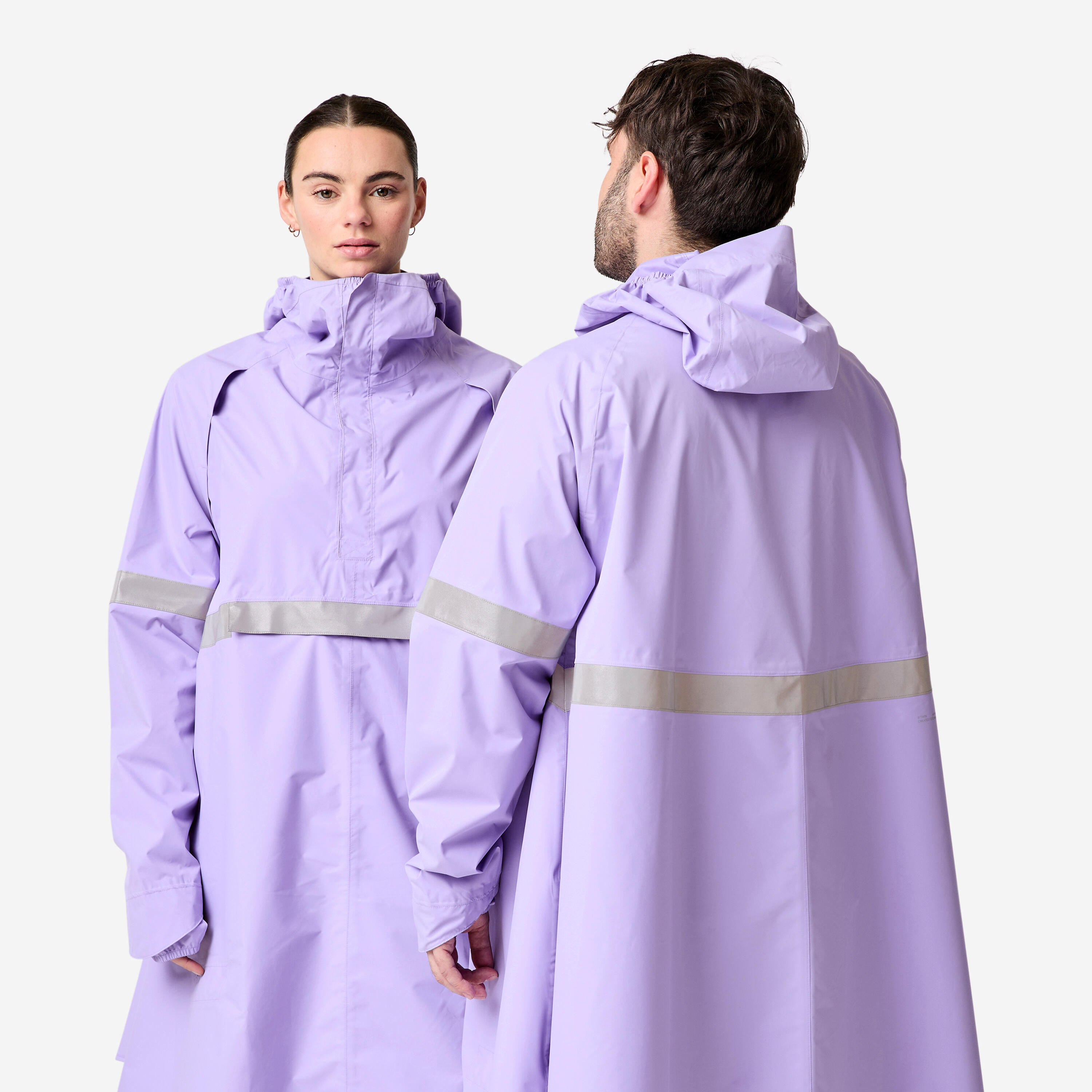 Poncho pluie vélo ville, visibilité de nuit, 540 mauve 3/13