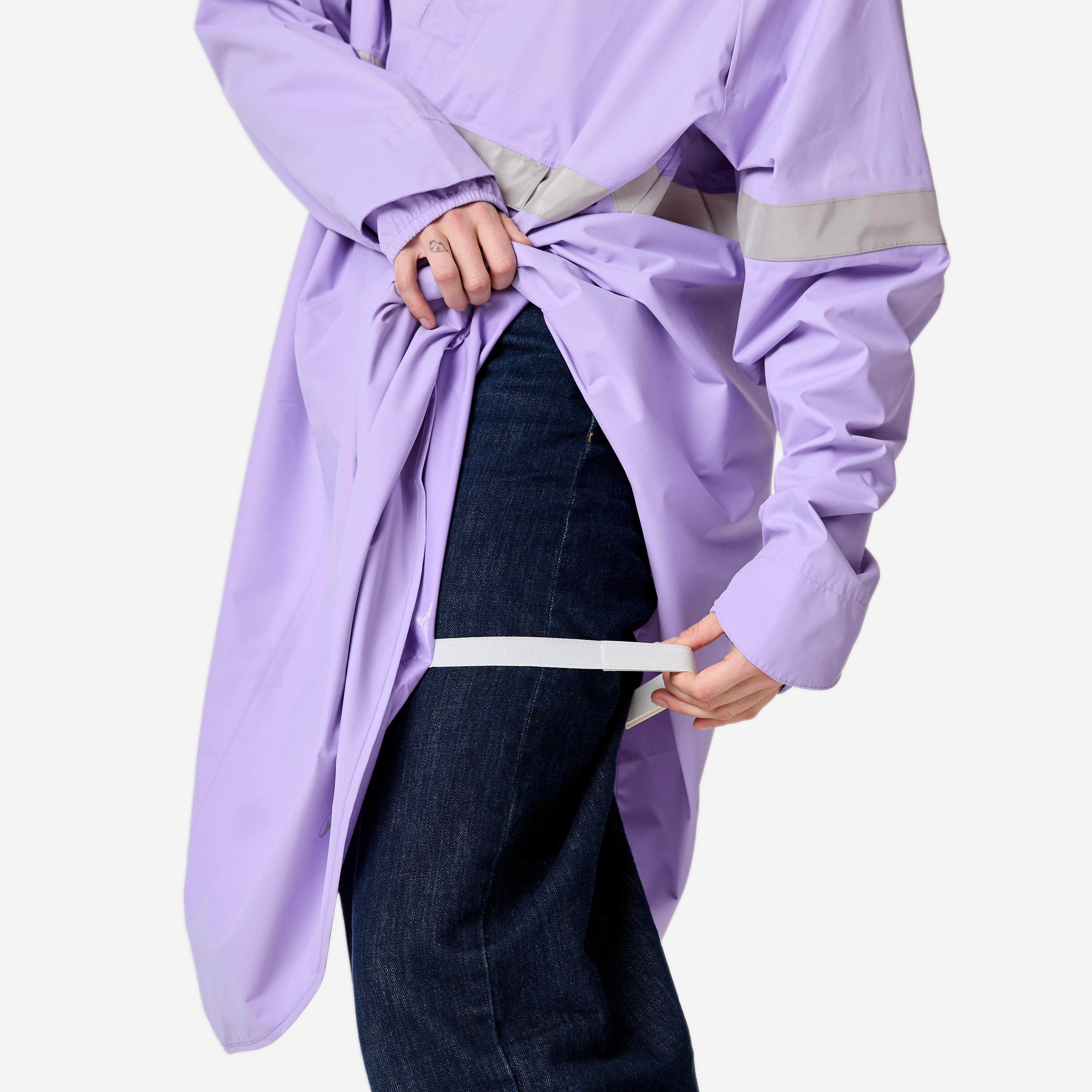 Poncho pluie vélo ville, visibilité de nuit, 540 mauve 10/13
