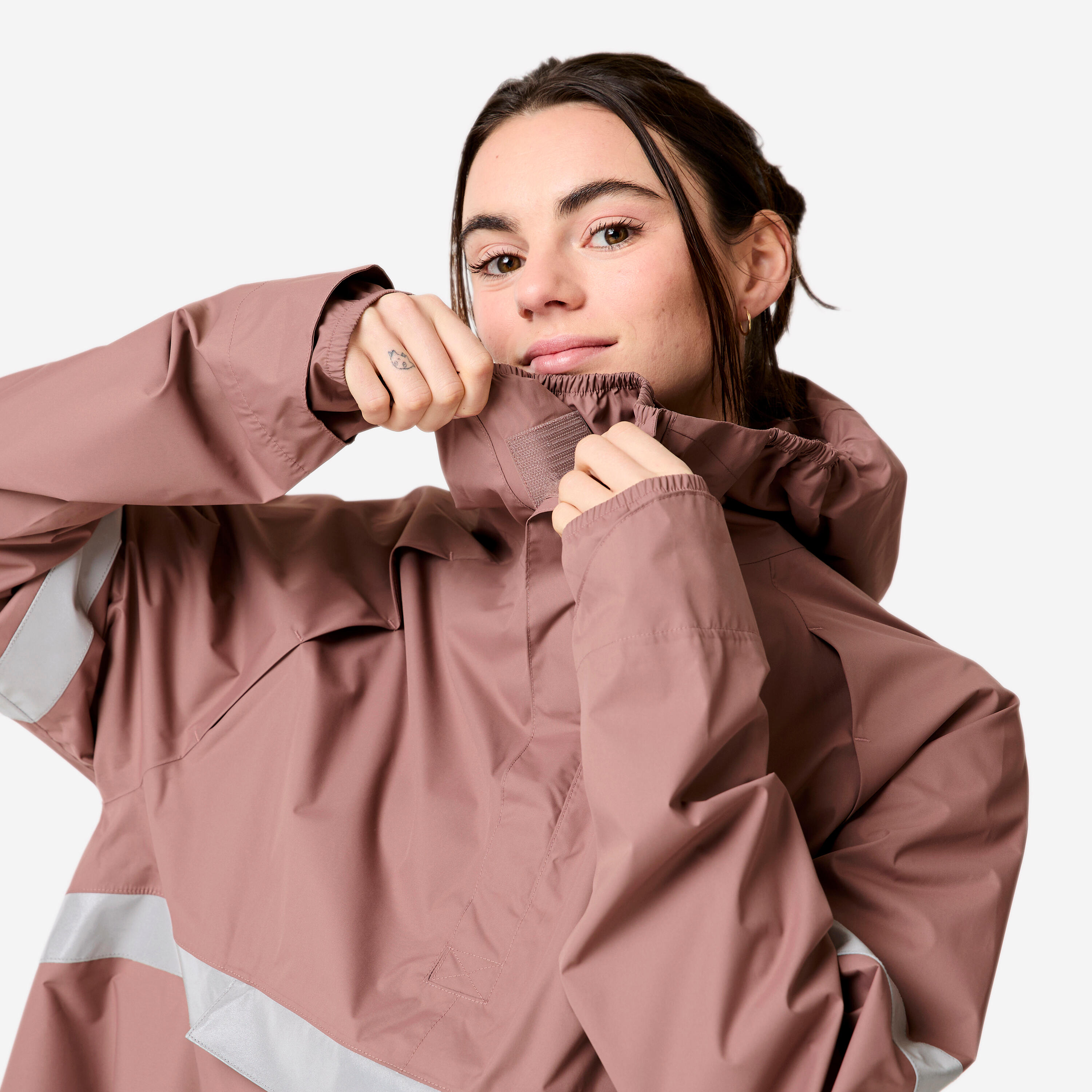Poncho de vélo de ville imperméable visibilité de nuit, 540 - BTWIN