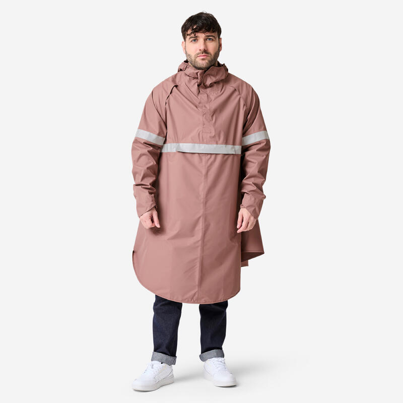 Poncho ploaie ciclism în oraș vizibilitate pe timp de noapte 540 Taupe