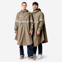 Poncho pluie vélo ville, visibilité de nuit, 540 marron