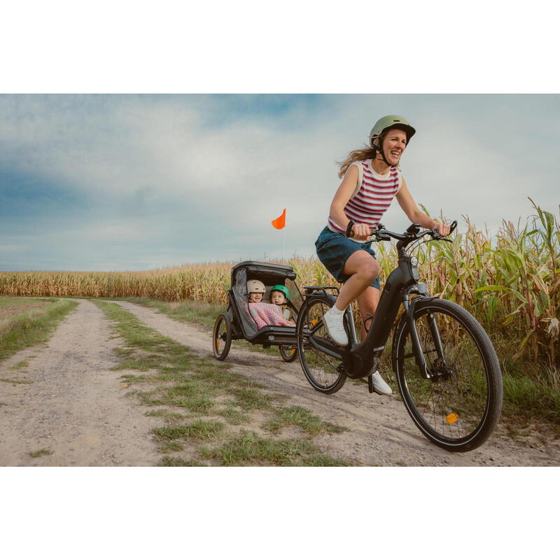 Remorcă biciclet�� compactă pliantă 2 persoane cărucior EXPL 900 Copii