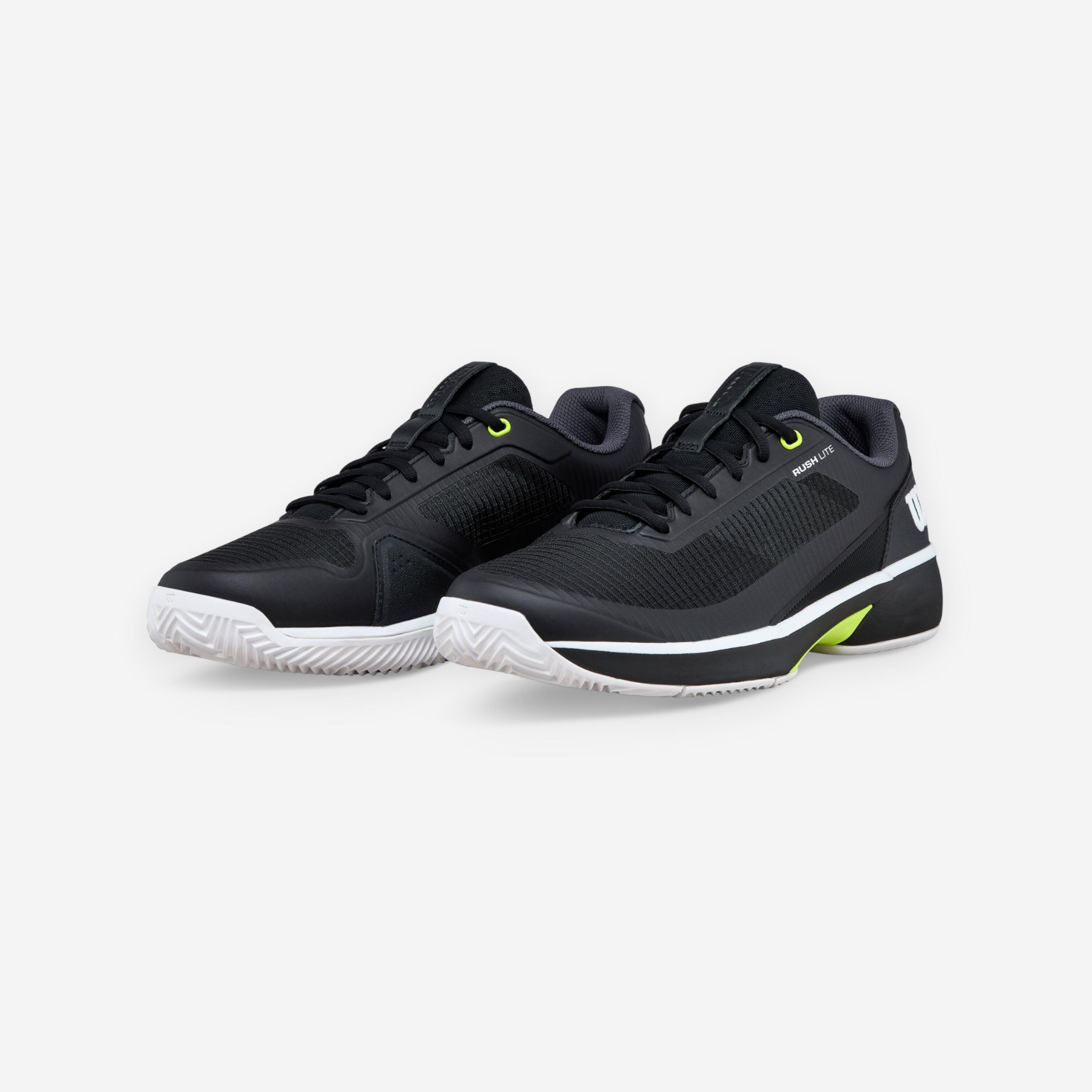 Herren Sandplatz Tennisschuh, Rush Pro Lite Schwarz Weiss Gelb 8/8