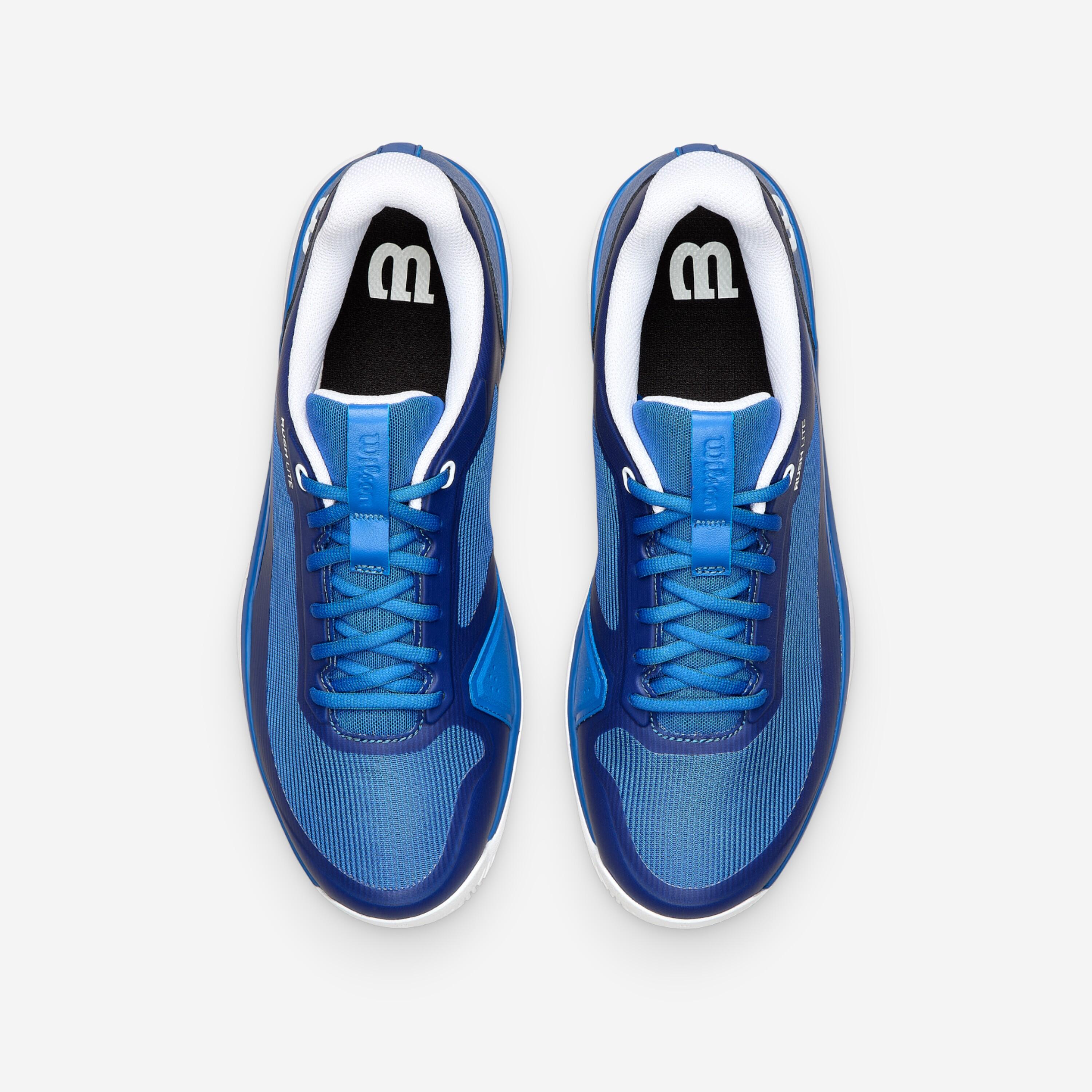 Chaussures de tennis multicourt homme, Rush Pro Lite bleu blanc jaune 7/8