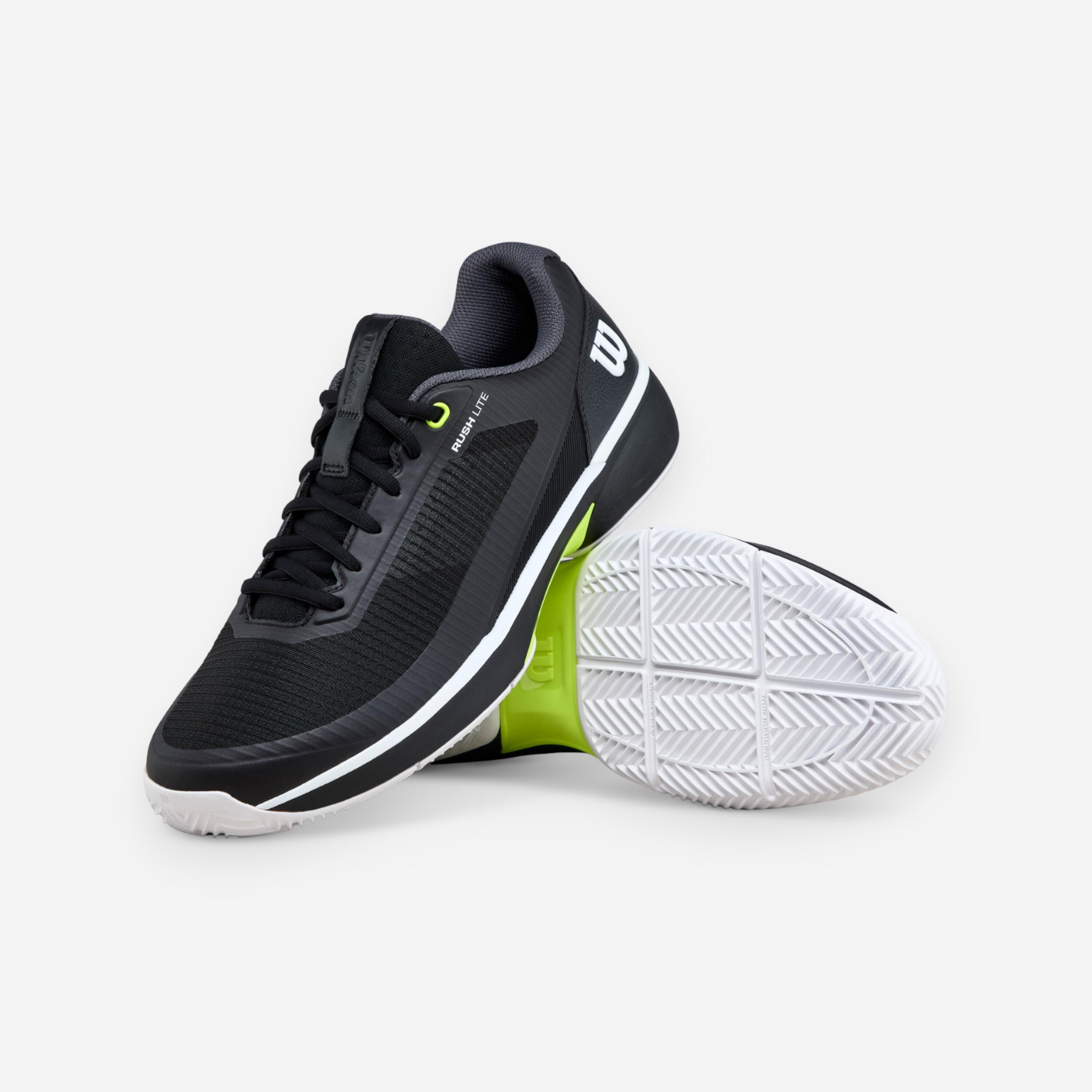 Herren Sandplatz Tennisschuh, Rush Pro Lite Schwarz Weiss Gelb 3/8