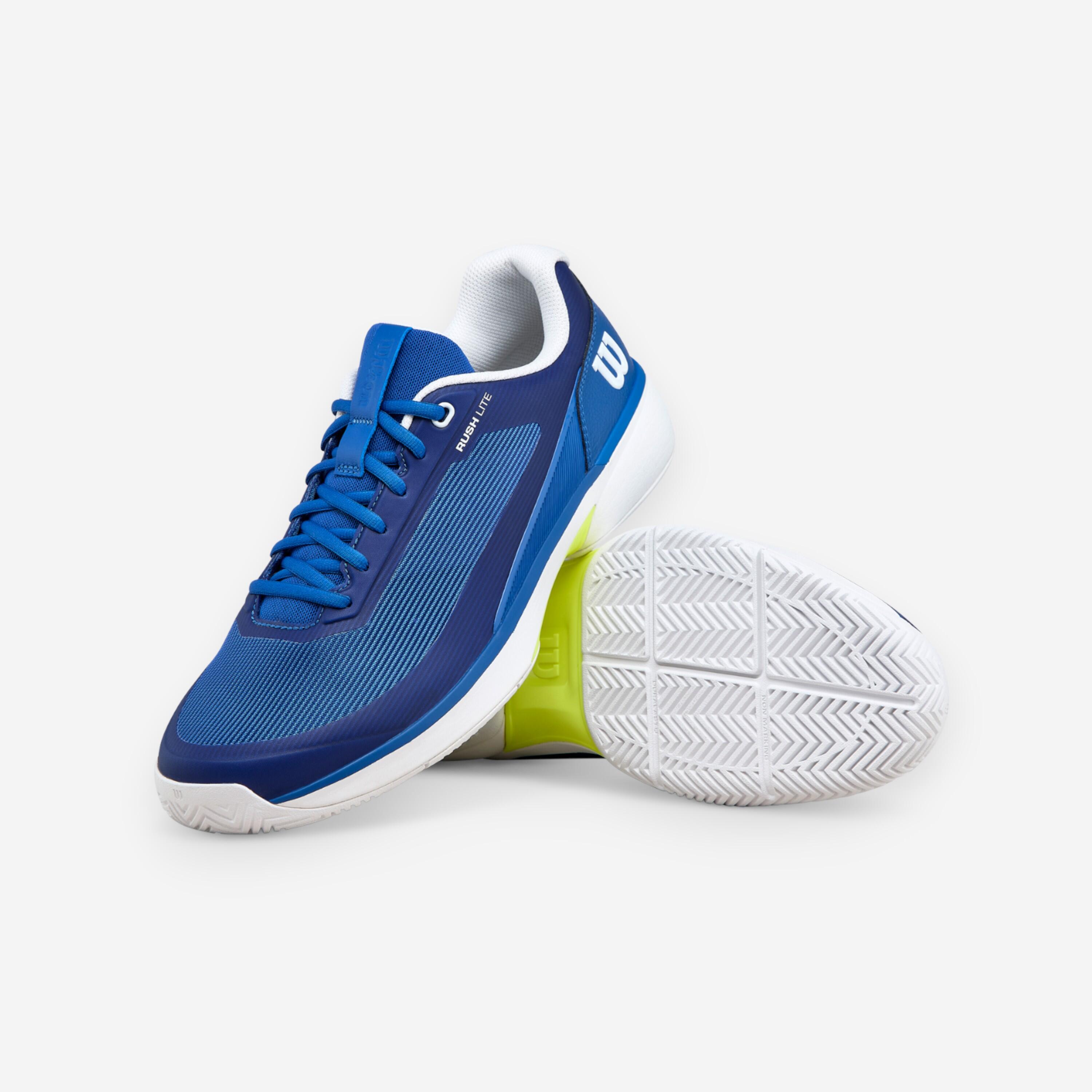 Chaussures de tennis multicourt homme, Rush Pro Lite bleu blanc jaune 3/8