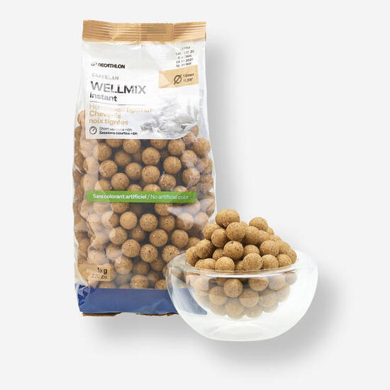 Bouillettes pêche de la carpe Wellmix Instant 15mm 1kg Chènevis - Noix tigrées