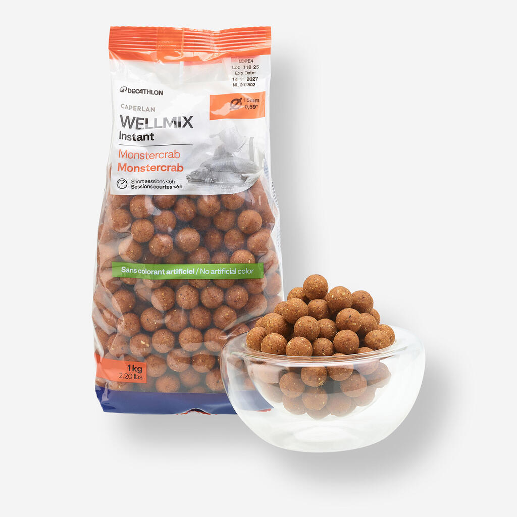 Boiliji za krapolov z okusom orajške rakovice Wellmix Instant 15 mm 1kg 