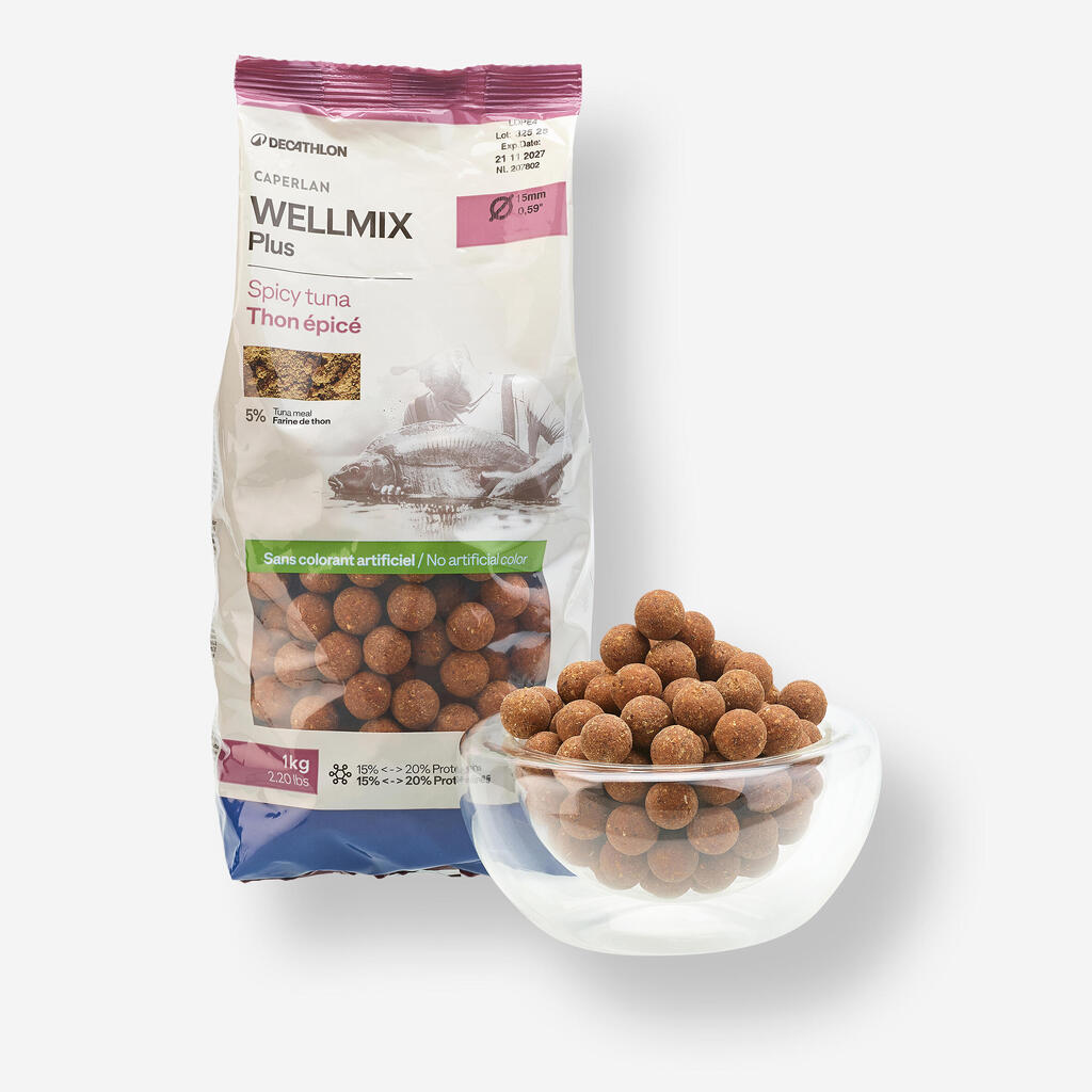 Boiliji za krapolov Wellmix Plus 15 mm 1 kg Spicy Tuna 