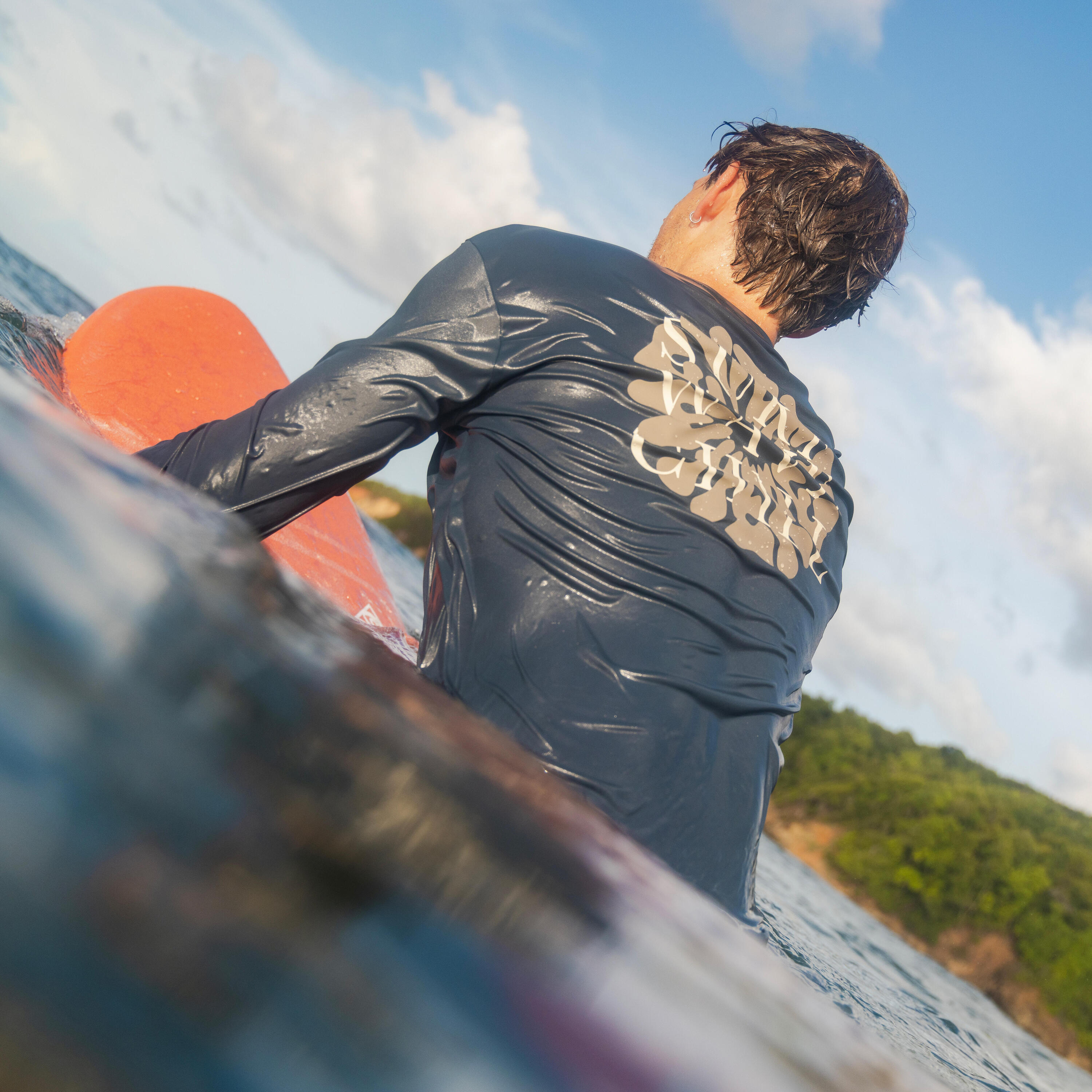 Tee shirt anti uv surf manches longues ample homme, Surfwchill gris 2/9