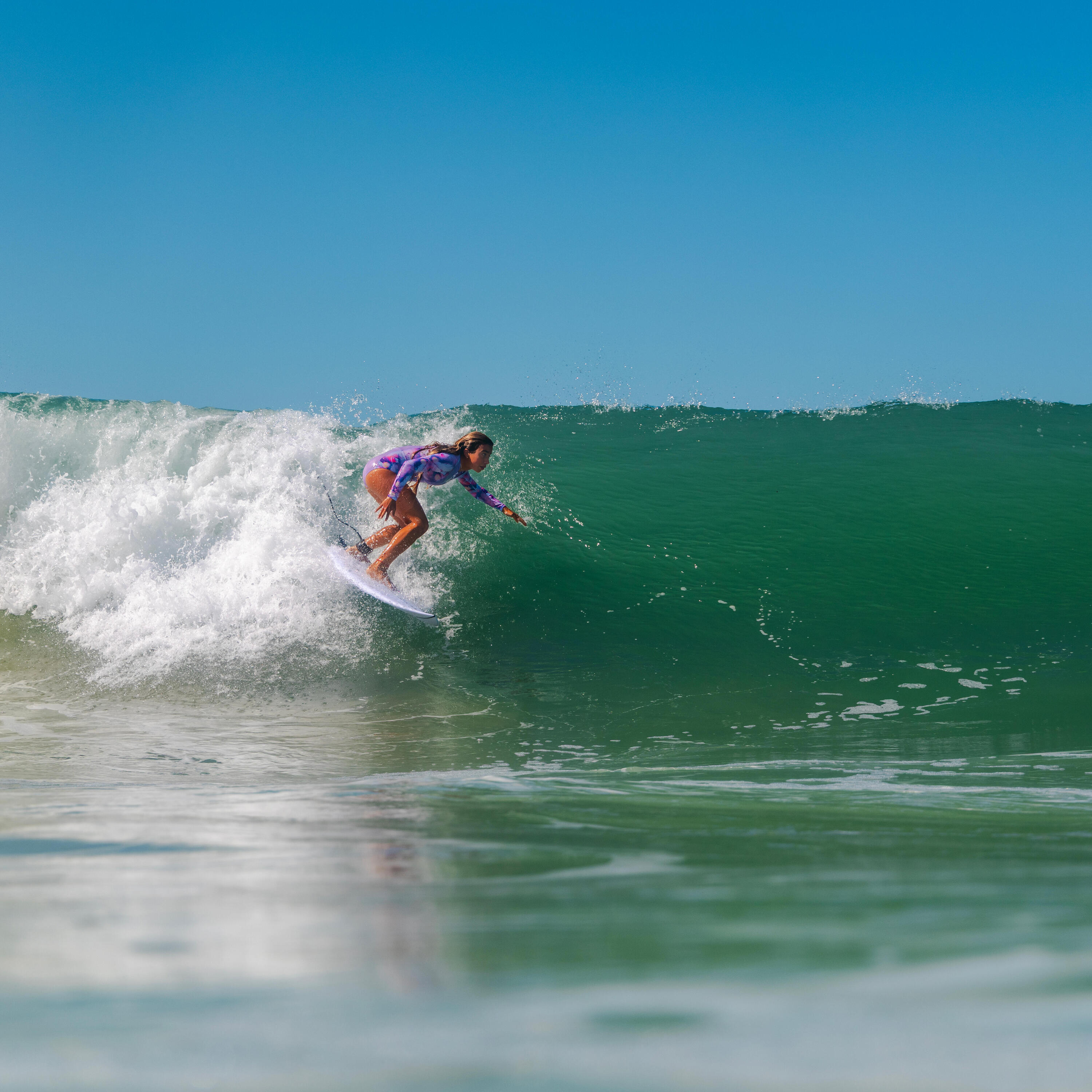 Maillot de bain de surf 1 pièce à manches longues avec glissière fille, Lucy 500 3/3
