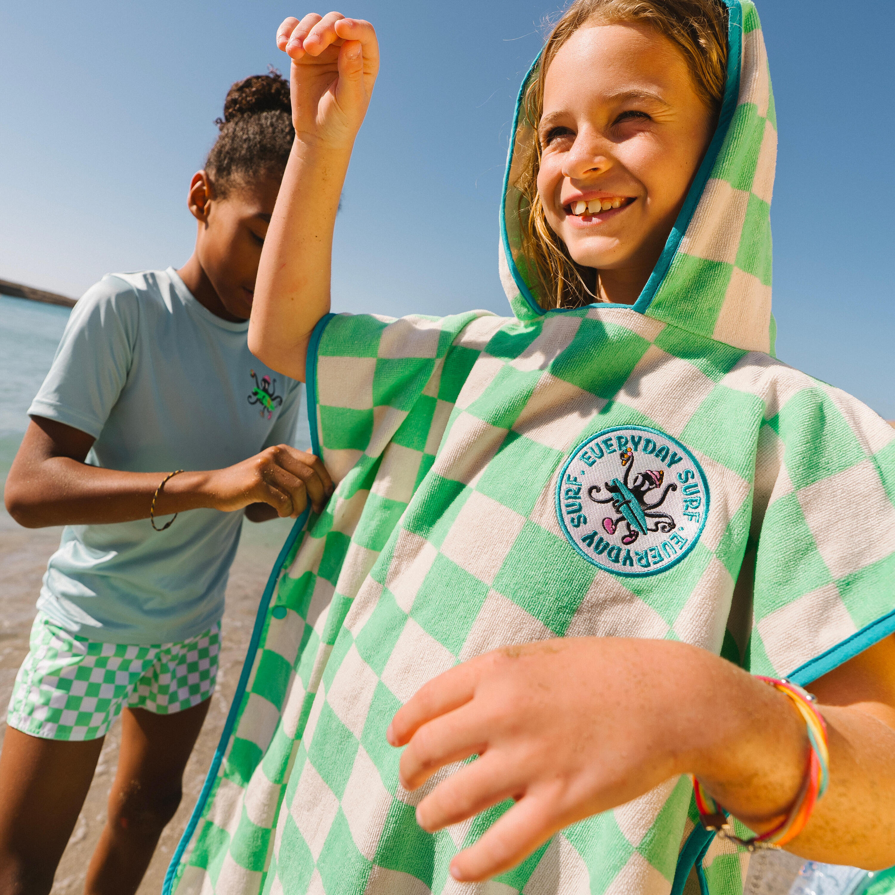 Poncho surf bambini POULPY verde 2/8