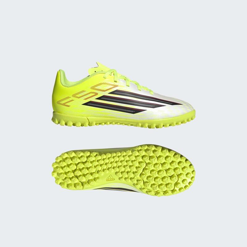 Adidas Çocuk Halı Saha Ayakkabısı/Futbol Ayakkabısı - Beyaz/Sarı - F50 Club Turf