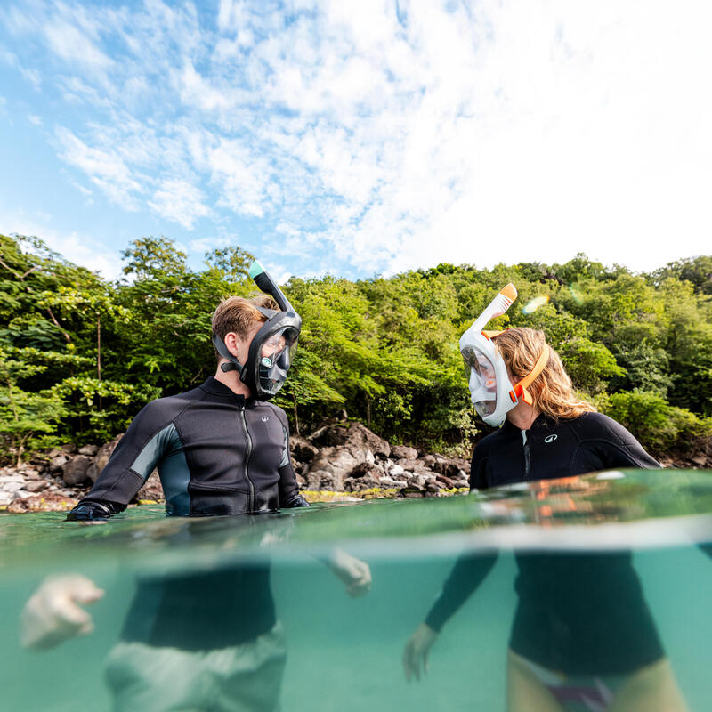 Mască snorkeling scufundări Easybreath 900 Gri portocaliu