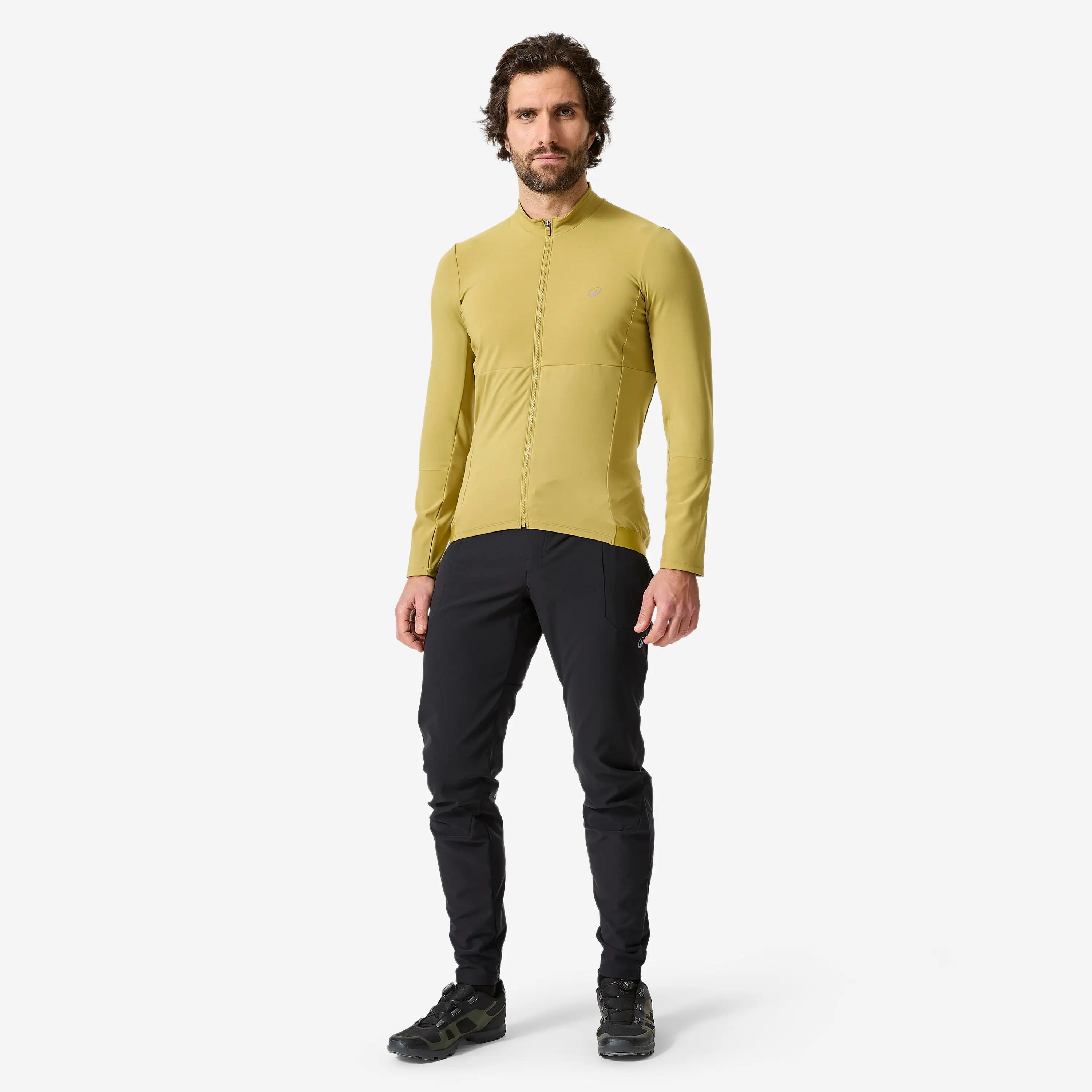 Casaco quente de ciclismo BTT homem, 500 verde dourado 3/8