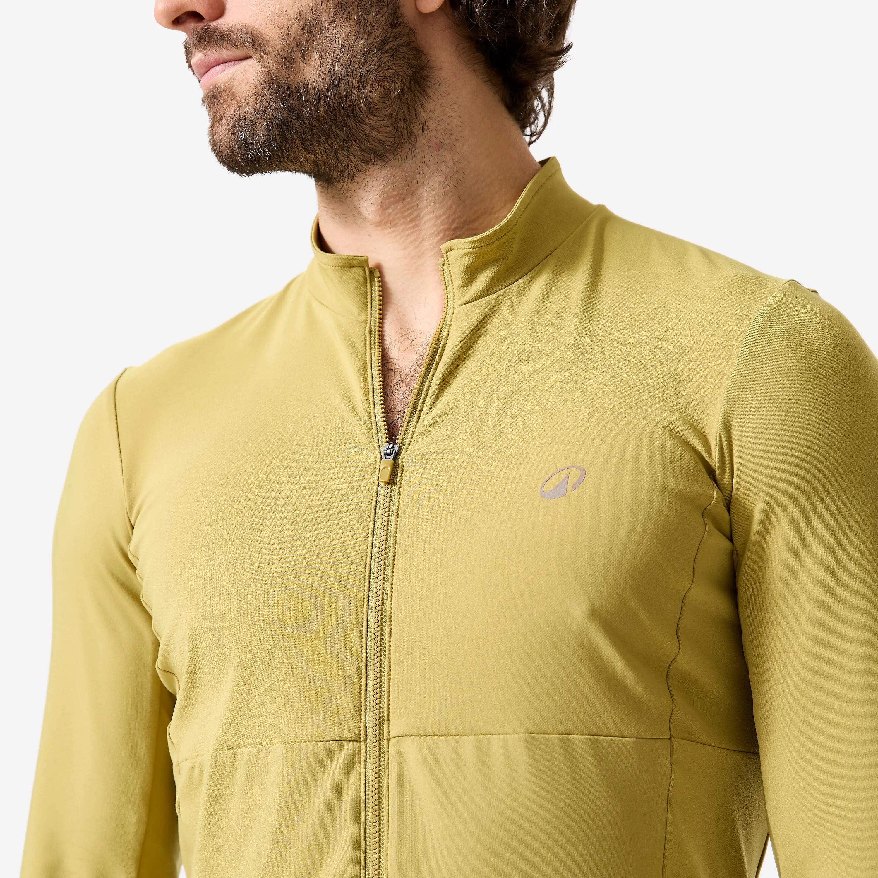Fahrradjacke MTB warm Herren 500 grün/gold  8/10