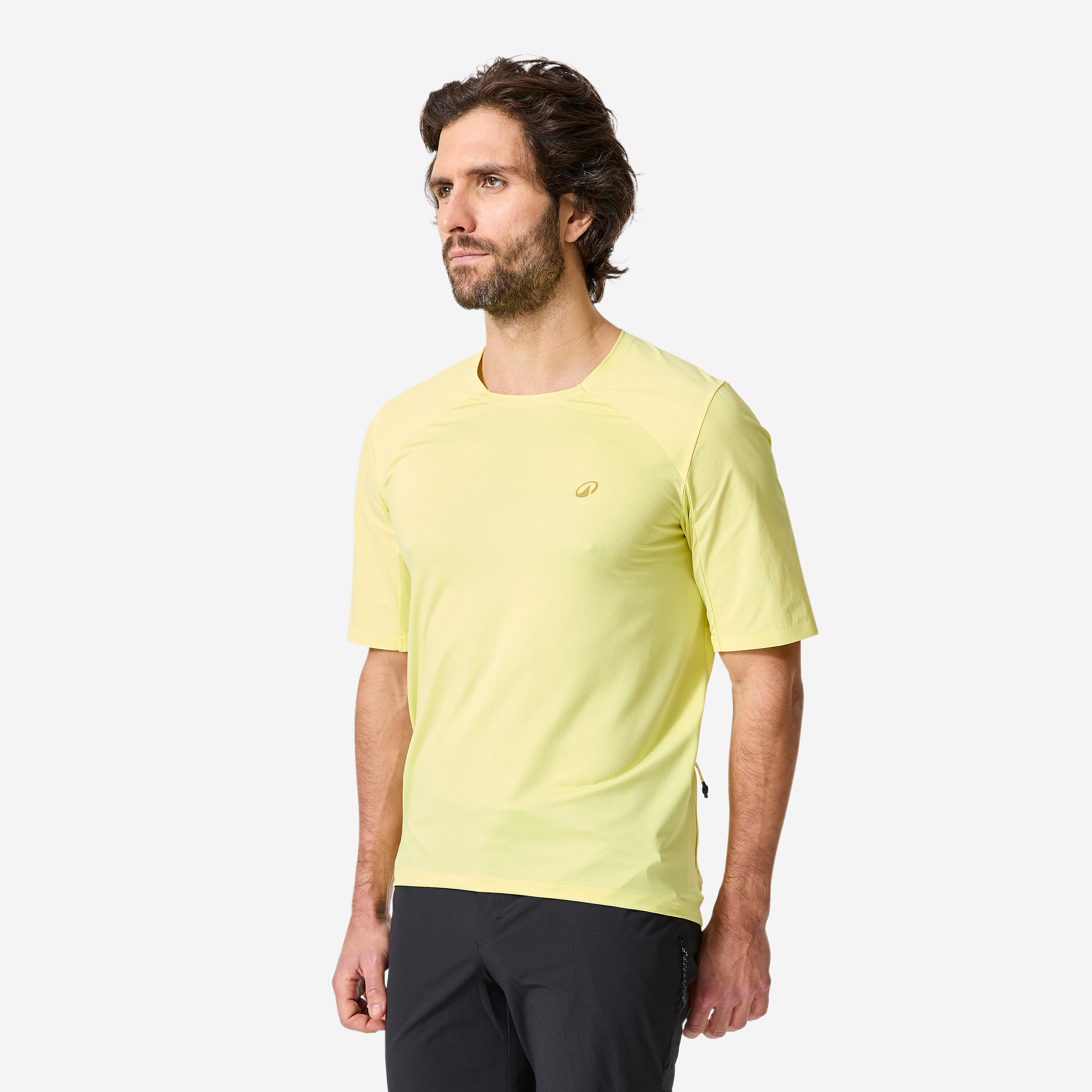 Decathlon UK ROCKRIDER 500 Men's Short-sleeved Breathable Mountain Bike Cargo Jersey-yellow | FREE Click & Collect at Stores and Asda. 365 Days return available.