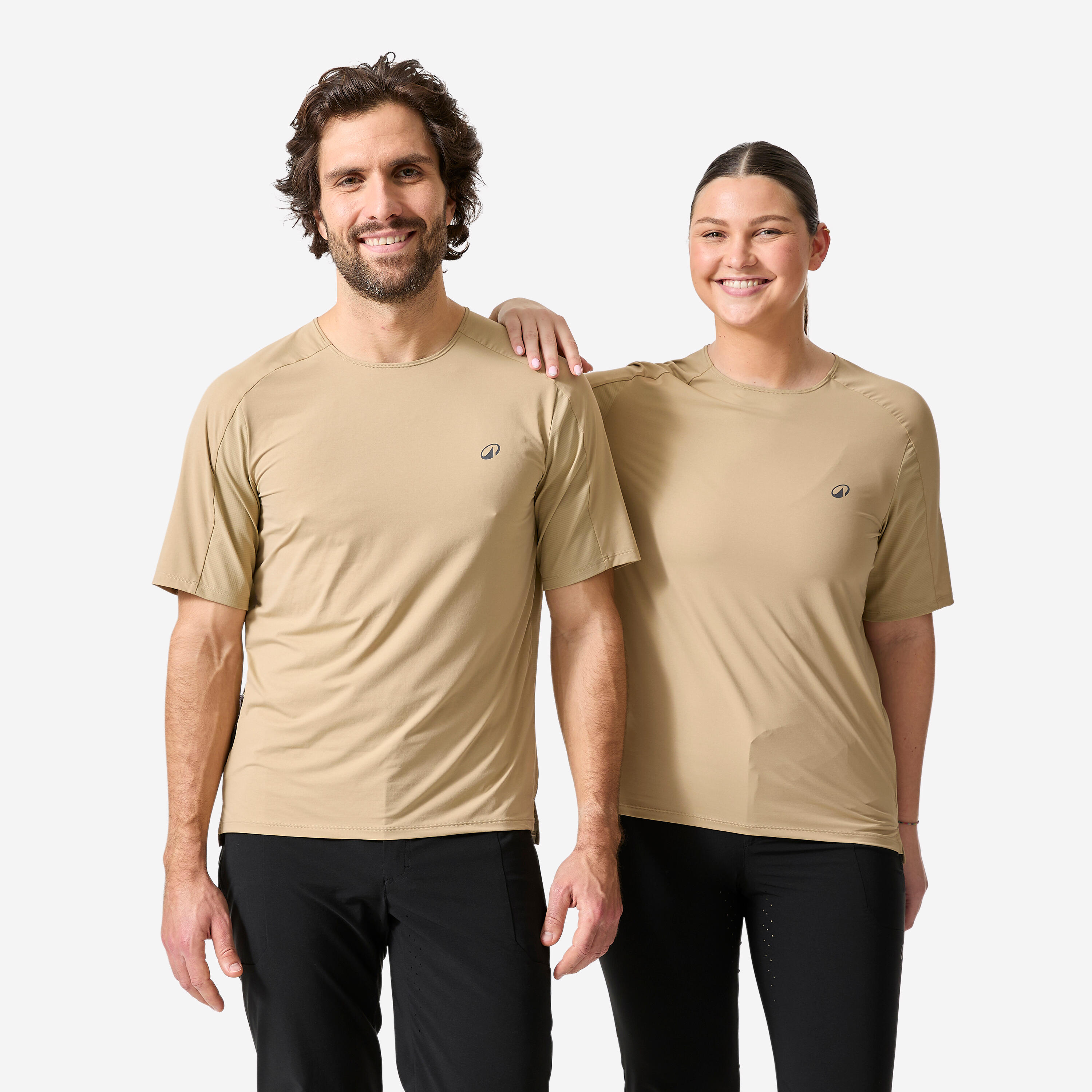 Decathlon UK ROCKRIDER Breathable Short-sleeved Mountain Bike Jersey - 500 Beige | FREE Click & Collect at Stores and Asda. 365 Days return available.