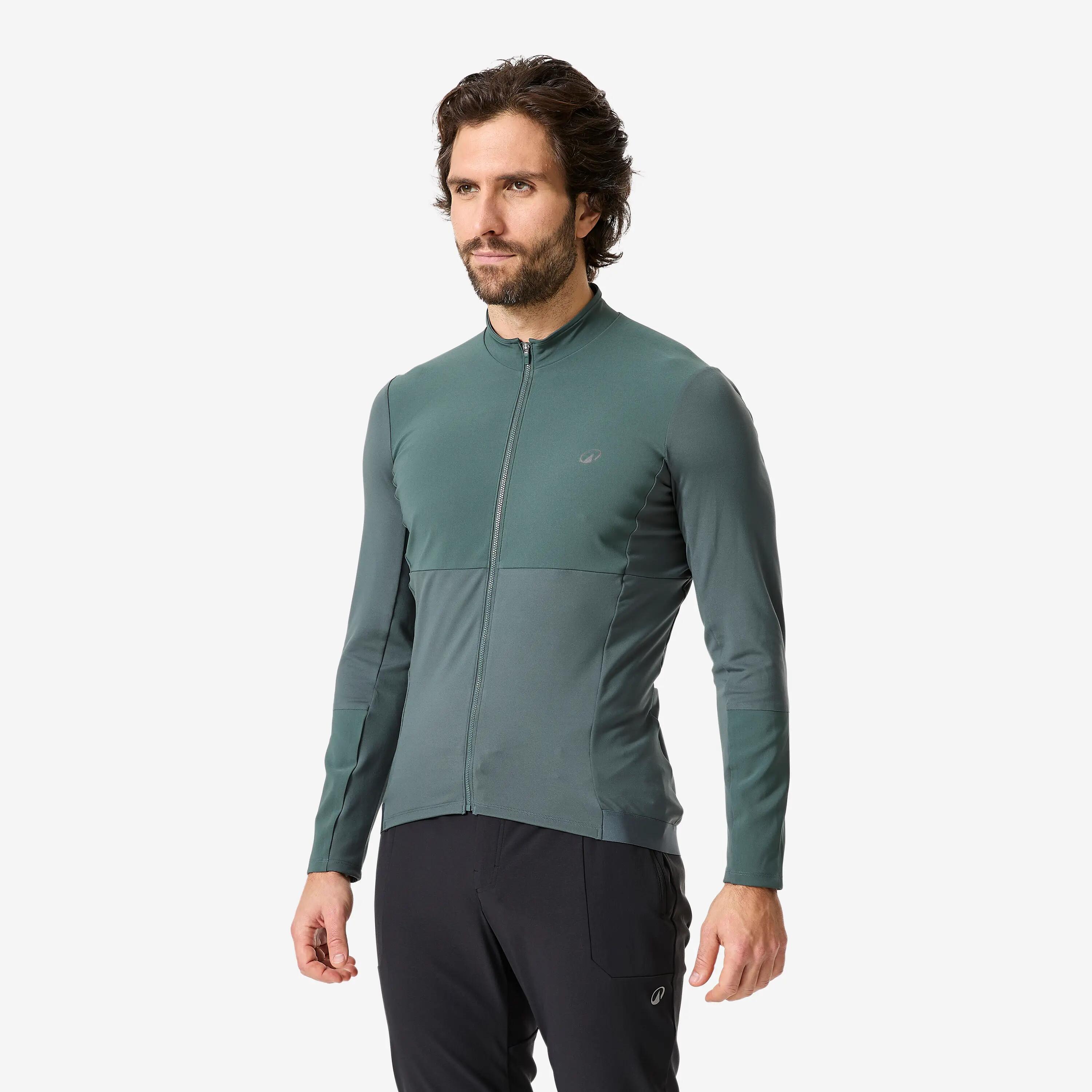 Fahrradjacke MTB warm Herren 500 dunkelgrün  8/9