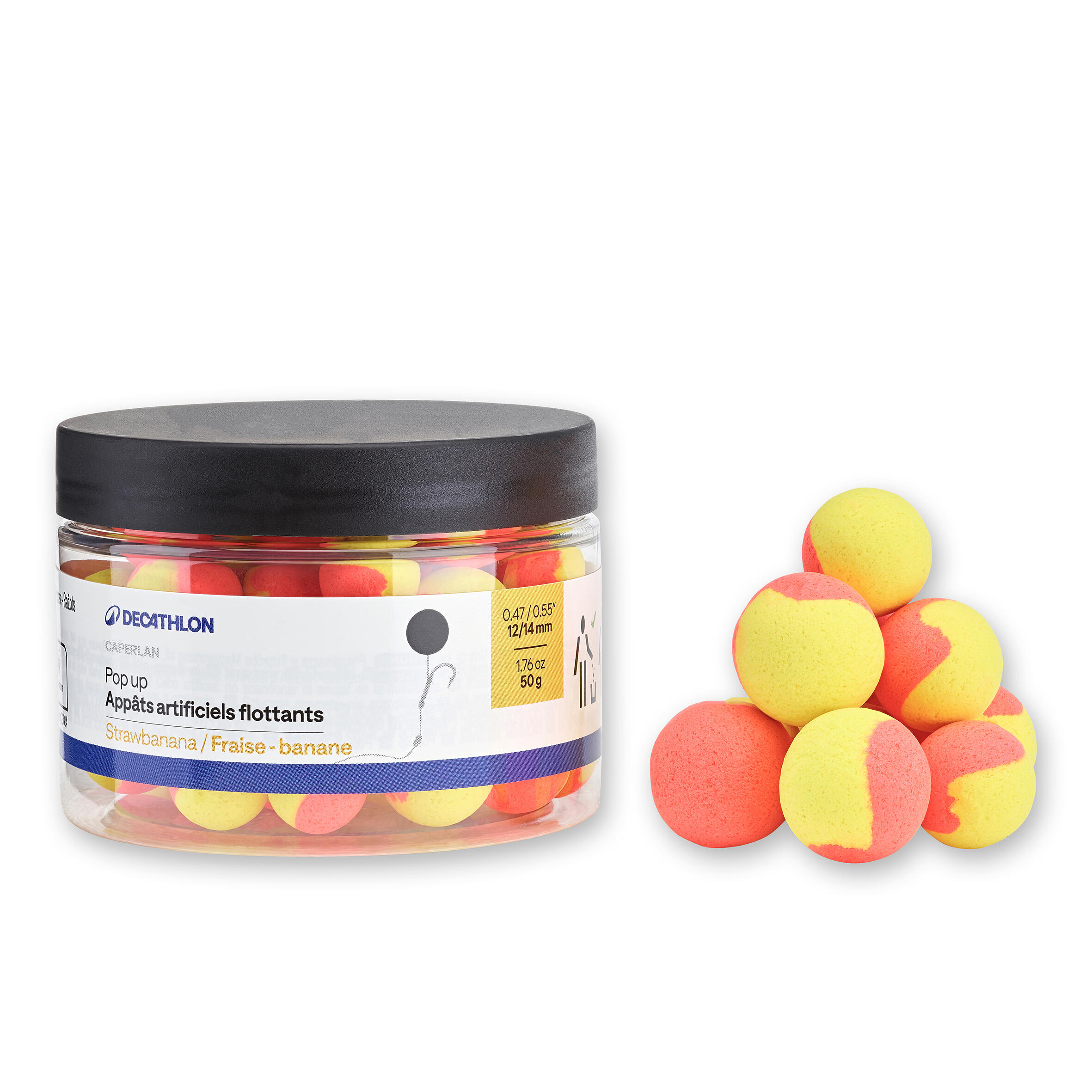 Boiles galleggianti carp fishing POP-UP 12-14 mm strawbanana 2/2