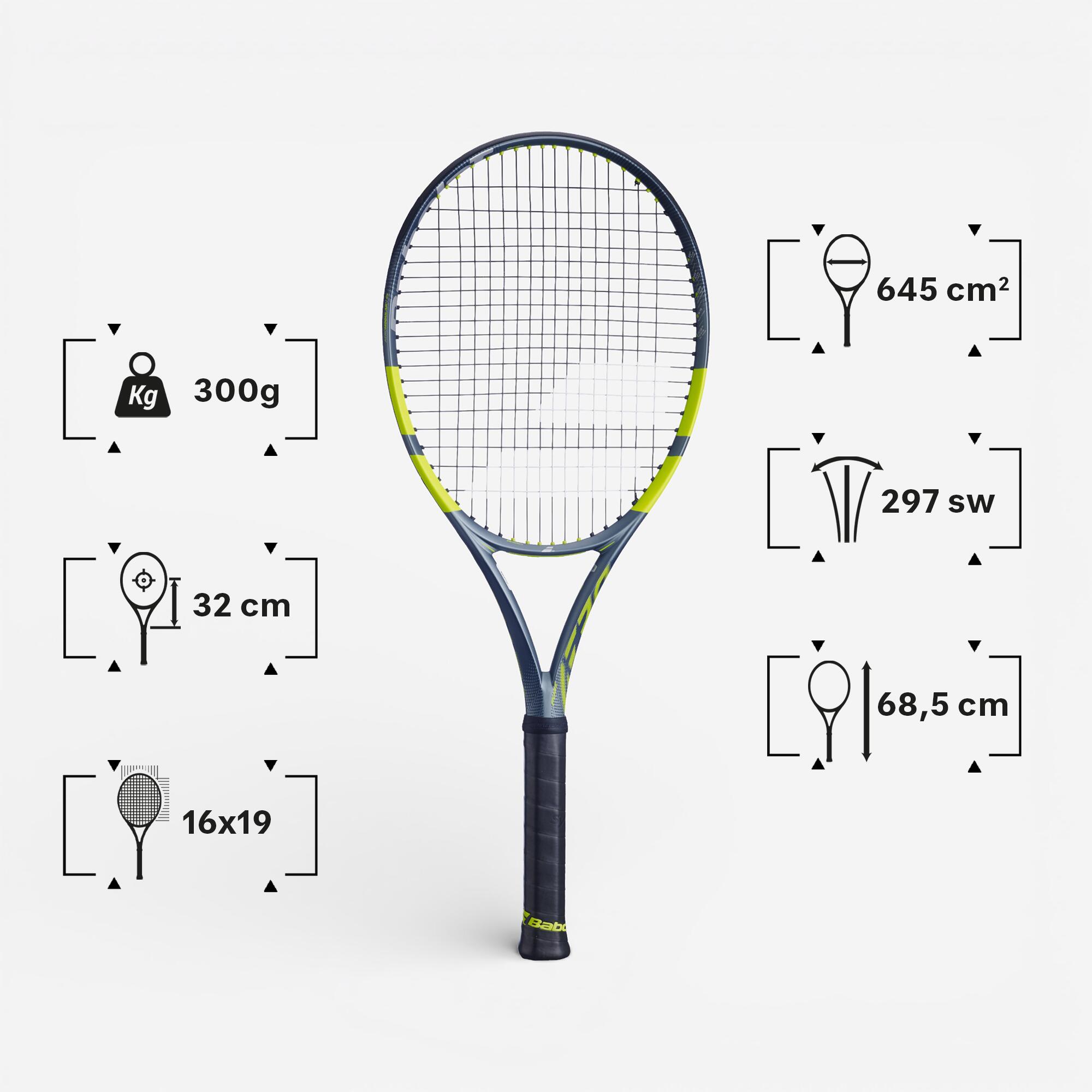 Tennisracket Pure Aero Gen9 300 gram bespannen grijs/geel 2/6