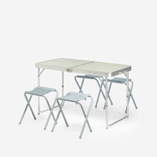 Table de camping pliante, 4 tabourets, 4 à 6 personnes, vert