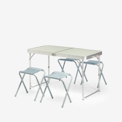 Table de camping pliante, 4 tabourets, 4 à 6 personnes, vert
