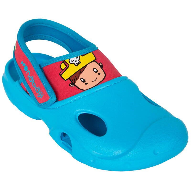 Papuci piscină Clog 500 Tigru albastru Băieți