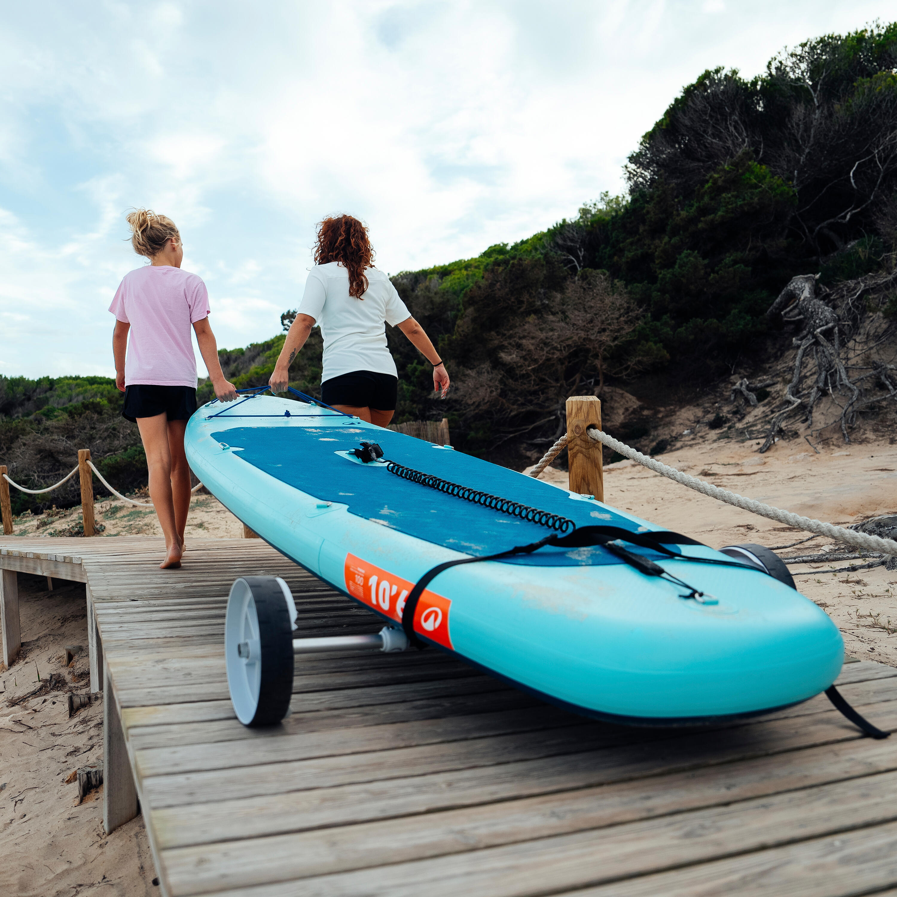 Set mit aufblasbarem, wandelbarem Stand-up-Paddle 10'6, 100, blau 29/33