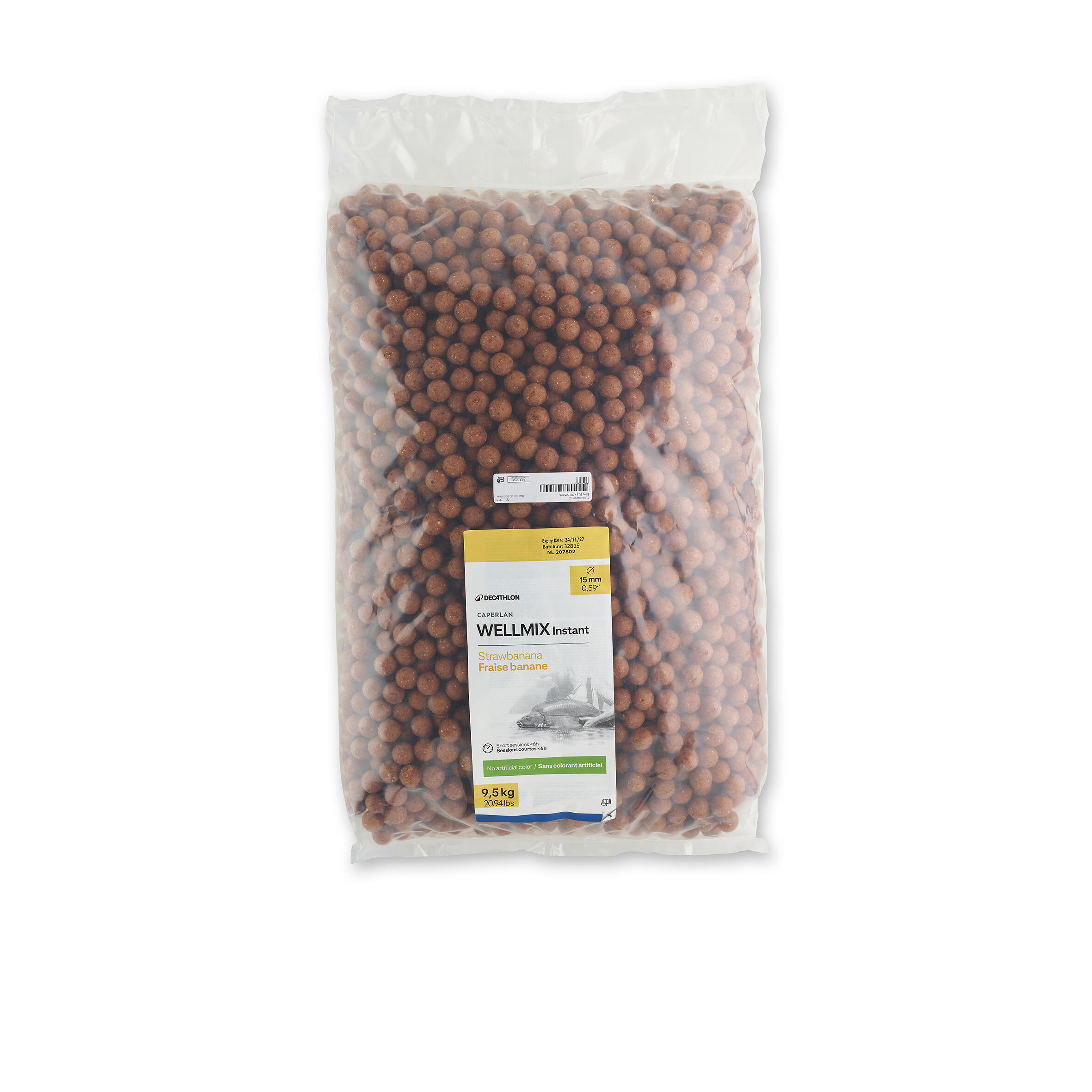 CAPERLAN Boilies na lov kapra Wellmix Instant 15 mm/9,5 kg Strawbanana