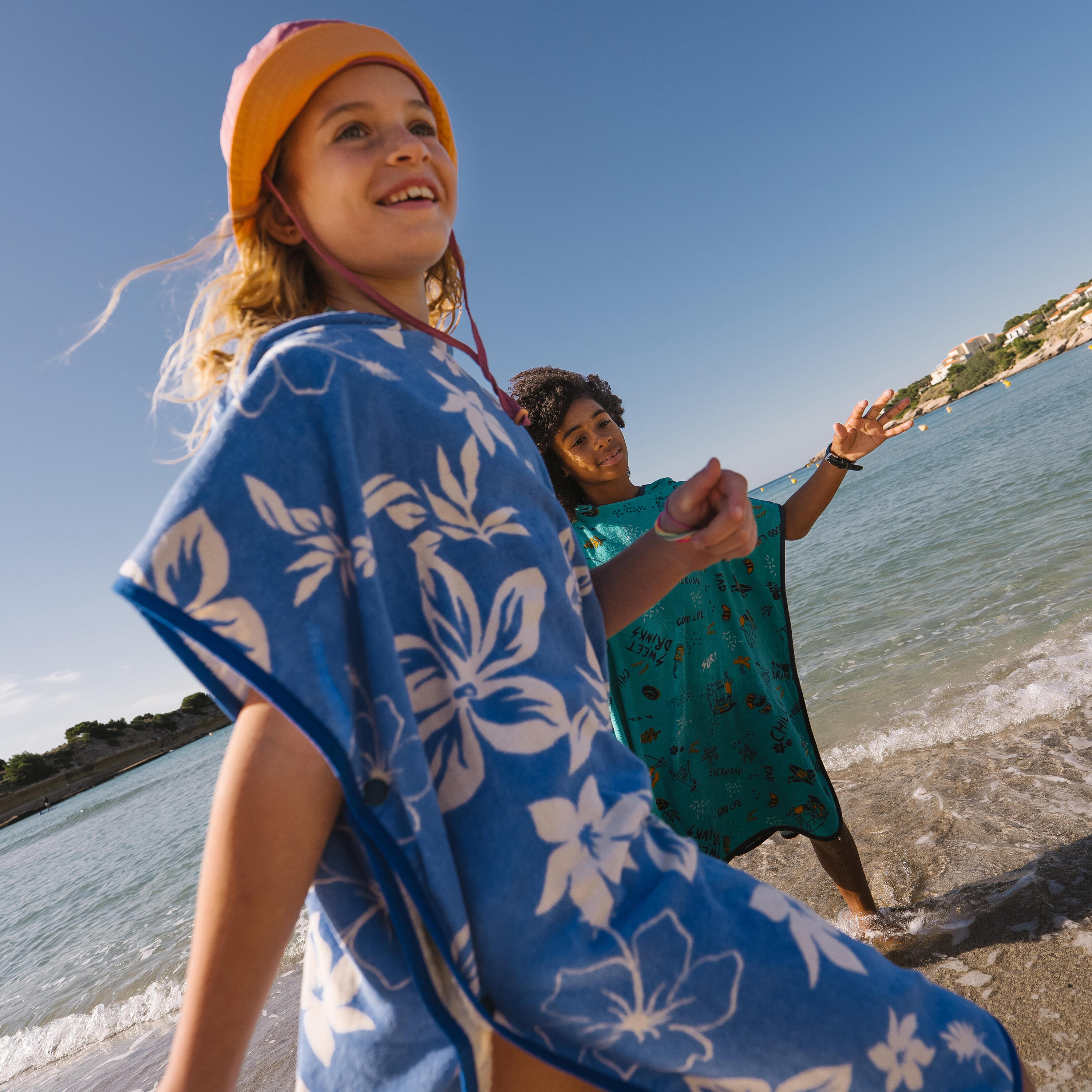 Poncho surf bambini BISCUS blu 2/12