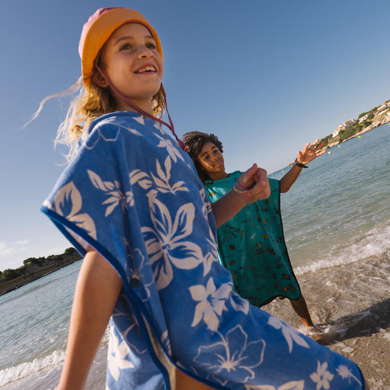 Poncho surf 500 Biscus Albastru Copii 110-135 cm