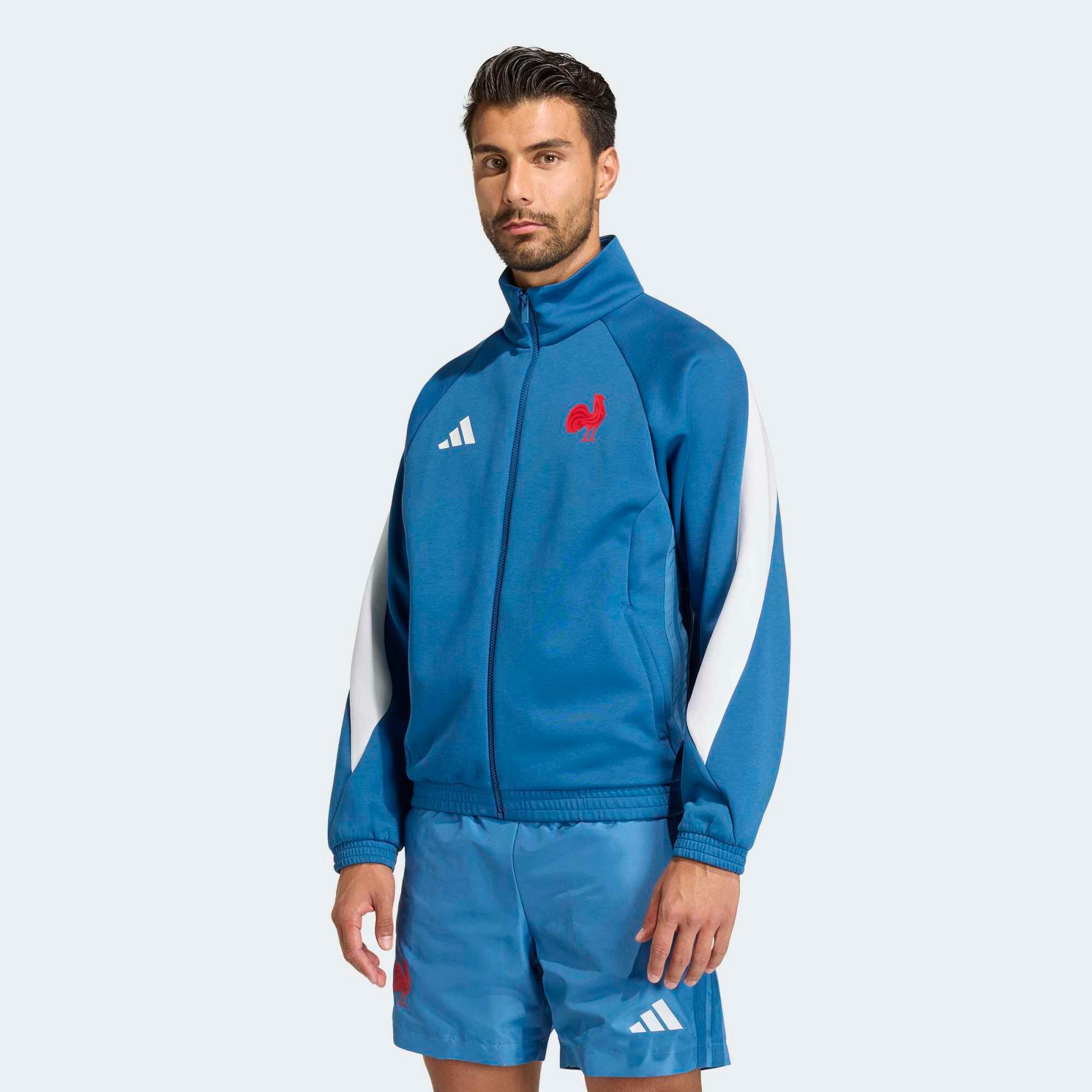 VESTE  DE RUGBY XV DE FRANCE ADULTE,  VESTE SUPPORTER FFR BLEU 2/5