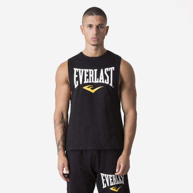 Camiseta Sin Mangas Boxeo/Fitness Hombre Negro Algodón