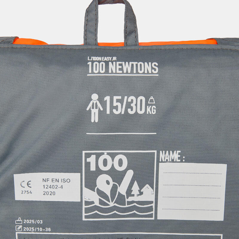 Çocuk Can Yeleği - 15-40 Kg - Turuncu/Gri - LJ100N Easy