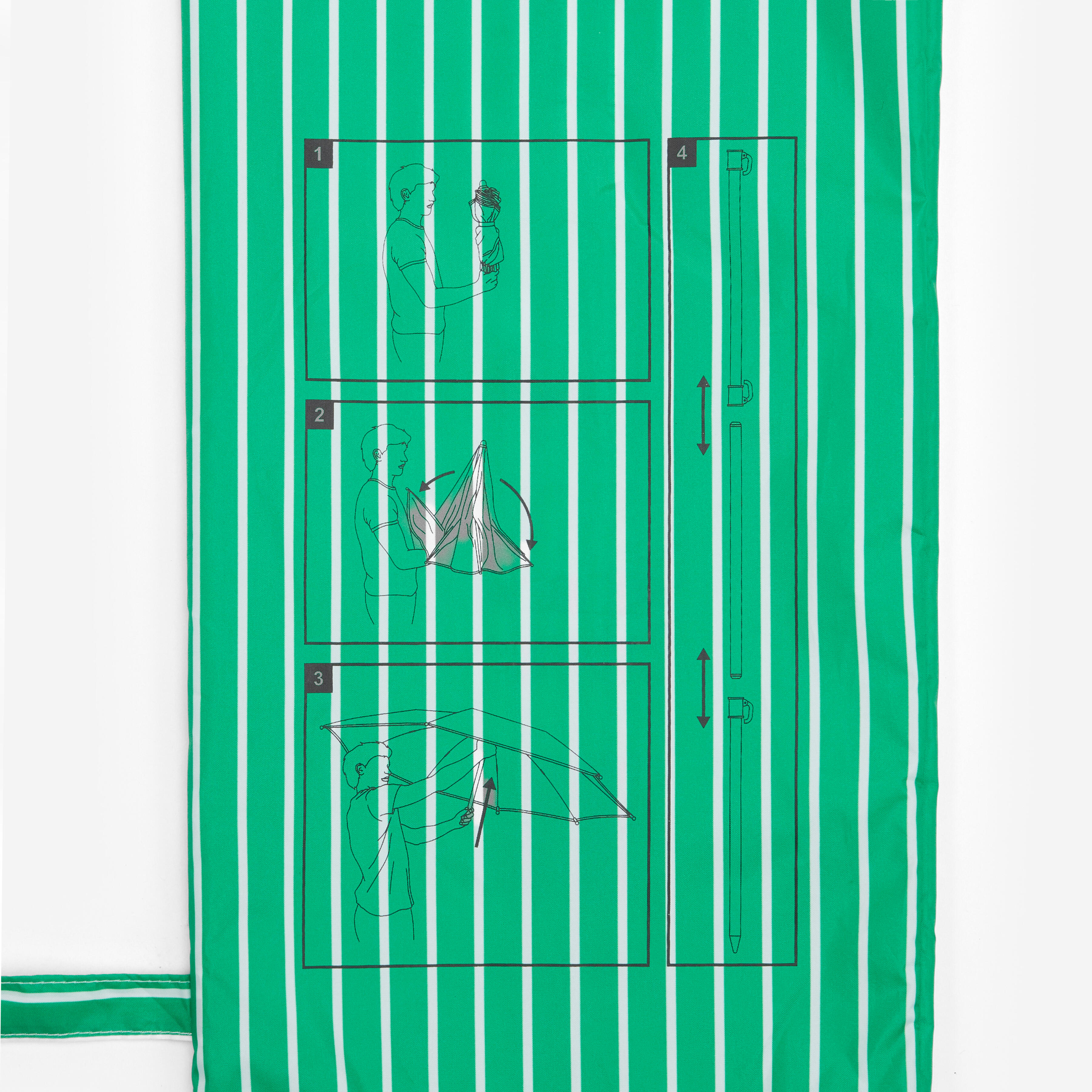 DECATHLON Plážový slnečník PARUV Stripes s UV ochranou pre 2 osoby zelený bez · záber 8