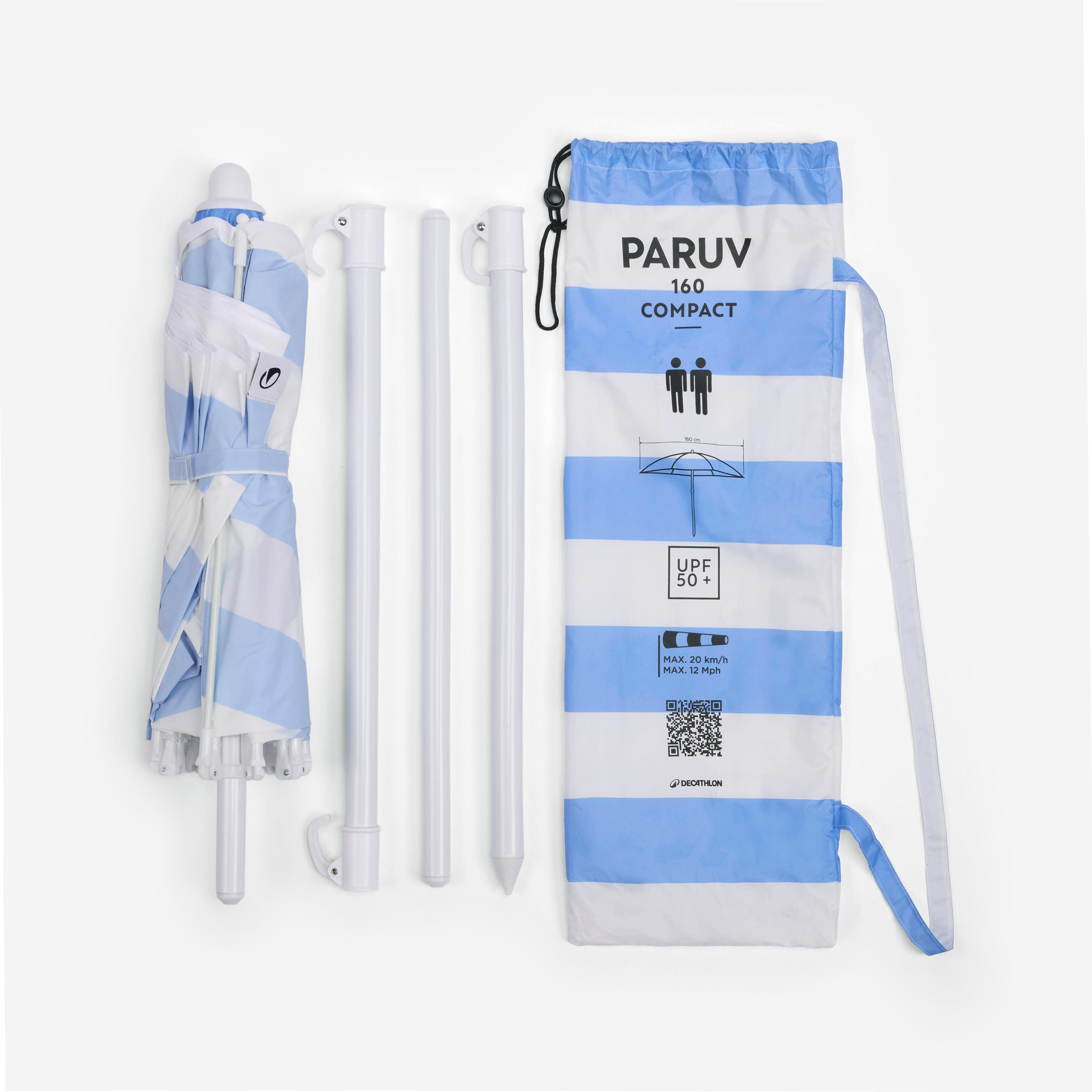 Parasol de plage FPRUV 50+ 2 places, Paruv 160 - DECATHLON