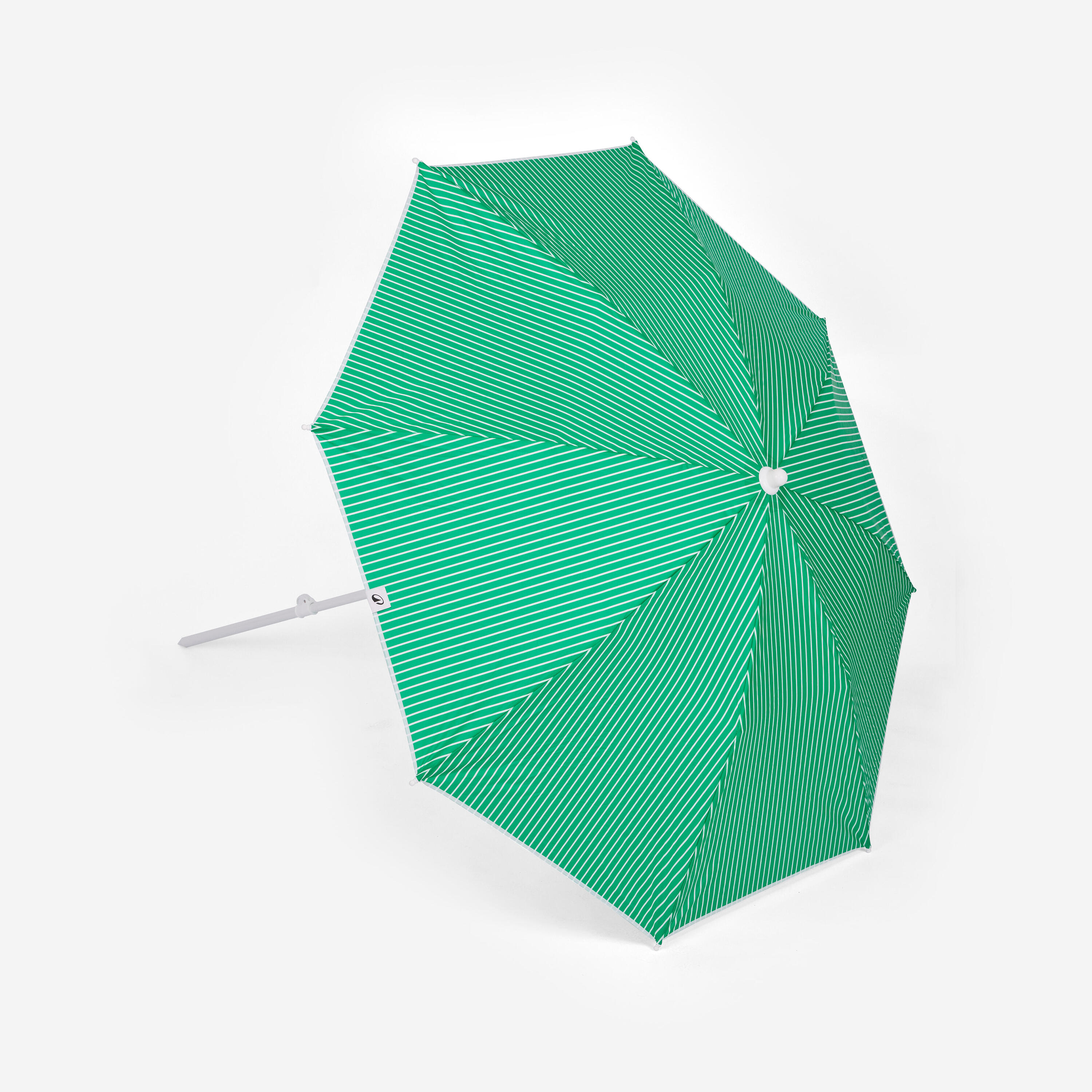 Parasol de plage anti-uv compact 2 places, PARUV stripes vert 3/9