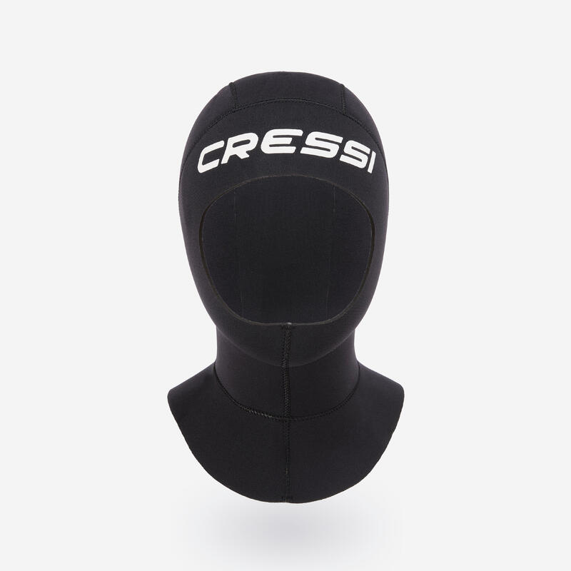 Cagulă de scufundări din neopren 3 mm cu plastron lung Resilient Hood Negru