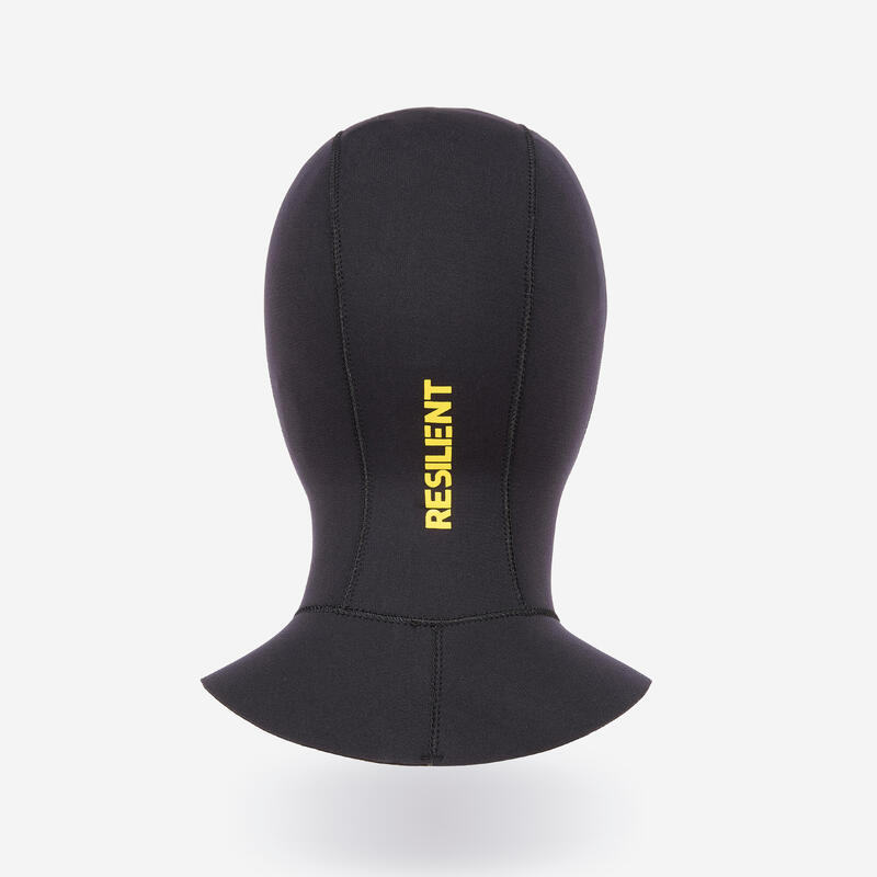 Cagulă de scufundări din neopren 3 mm cu plastron lung Resilient Hood Negru