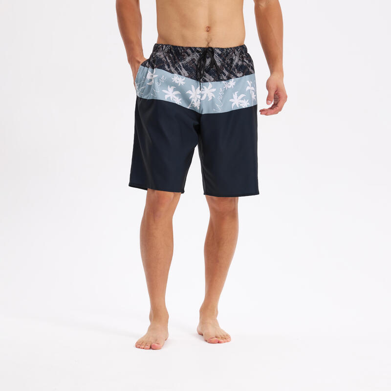 Erkek Uzun 20" Deniz Şortu / Boardshort - Siyah - SBS 100