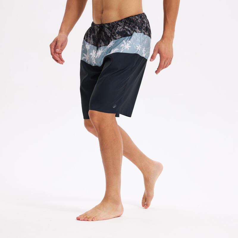 Erkek Uzun 20" Deniz Şortu / Boardshort - Siyah - SBS 100