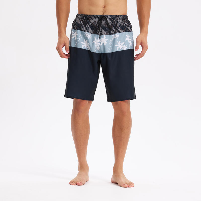 Erkek Uzun 20" Deniz Şortu / Boardshort - Siyah - SBS 100